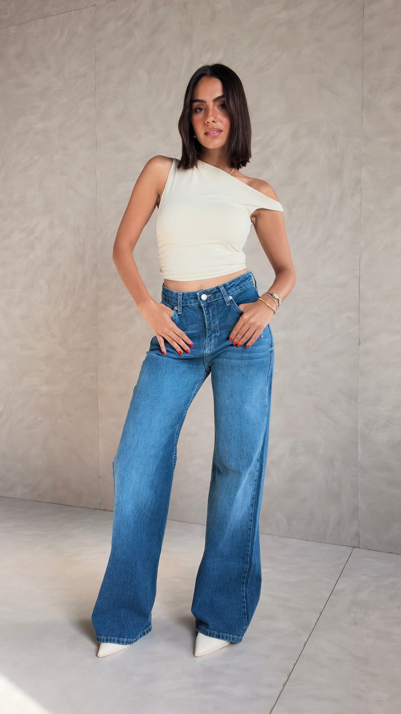 Ultra Comfort Baggy High-Waist Mid Vintage Blue Jeans