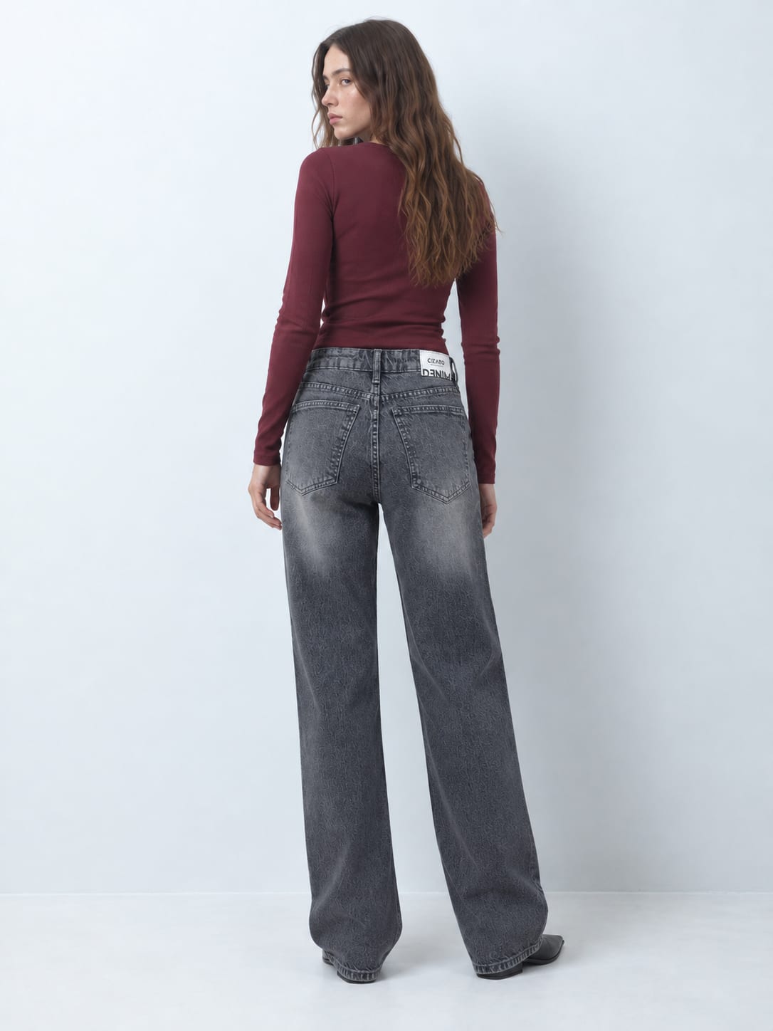 Ultra Comfort wide leg High waist Faded Gray  jeans