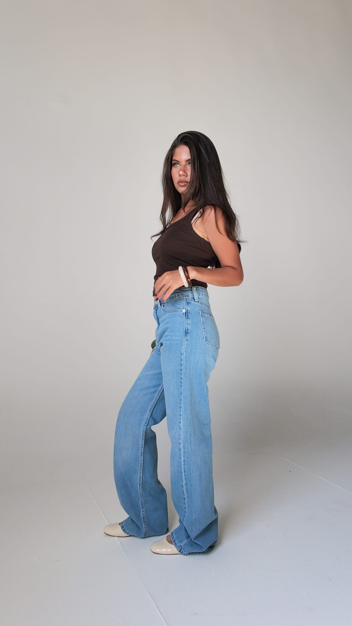 Wide-Leg High-Waist Light Wash Blue Jeans Wide-leg Cizaro - Cizaro Jeans