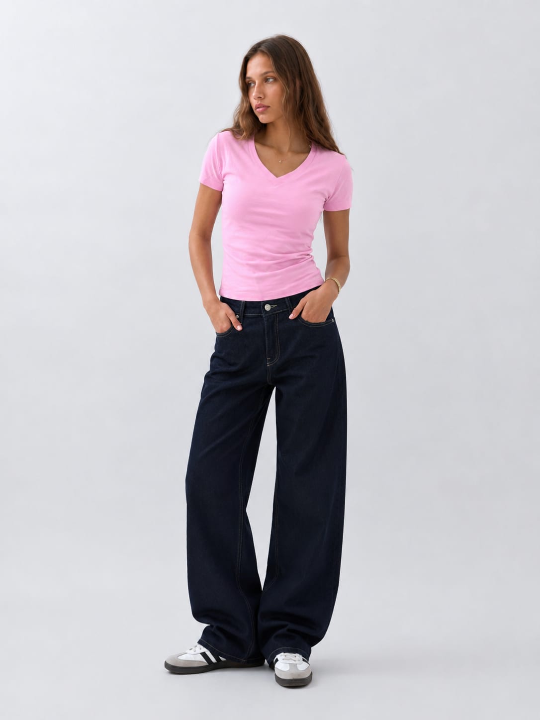 Wide-Leg High-Waist Dark Indigo Jeans