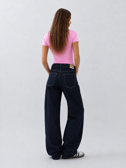 Wide-Leg High-Waist Dark Indigo Jeans