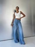 Wide-Leg High-Waist Light Vintage Blue Jeans