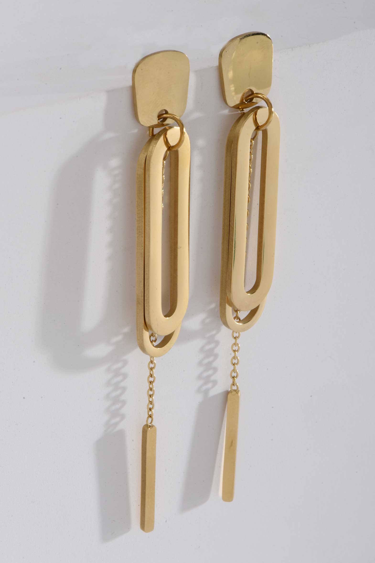 Stainless Steel Earrings | Sleek Drop Chain Gold Statement EARRINGS Accessories - Cizaro Jeans