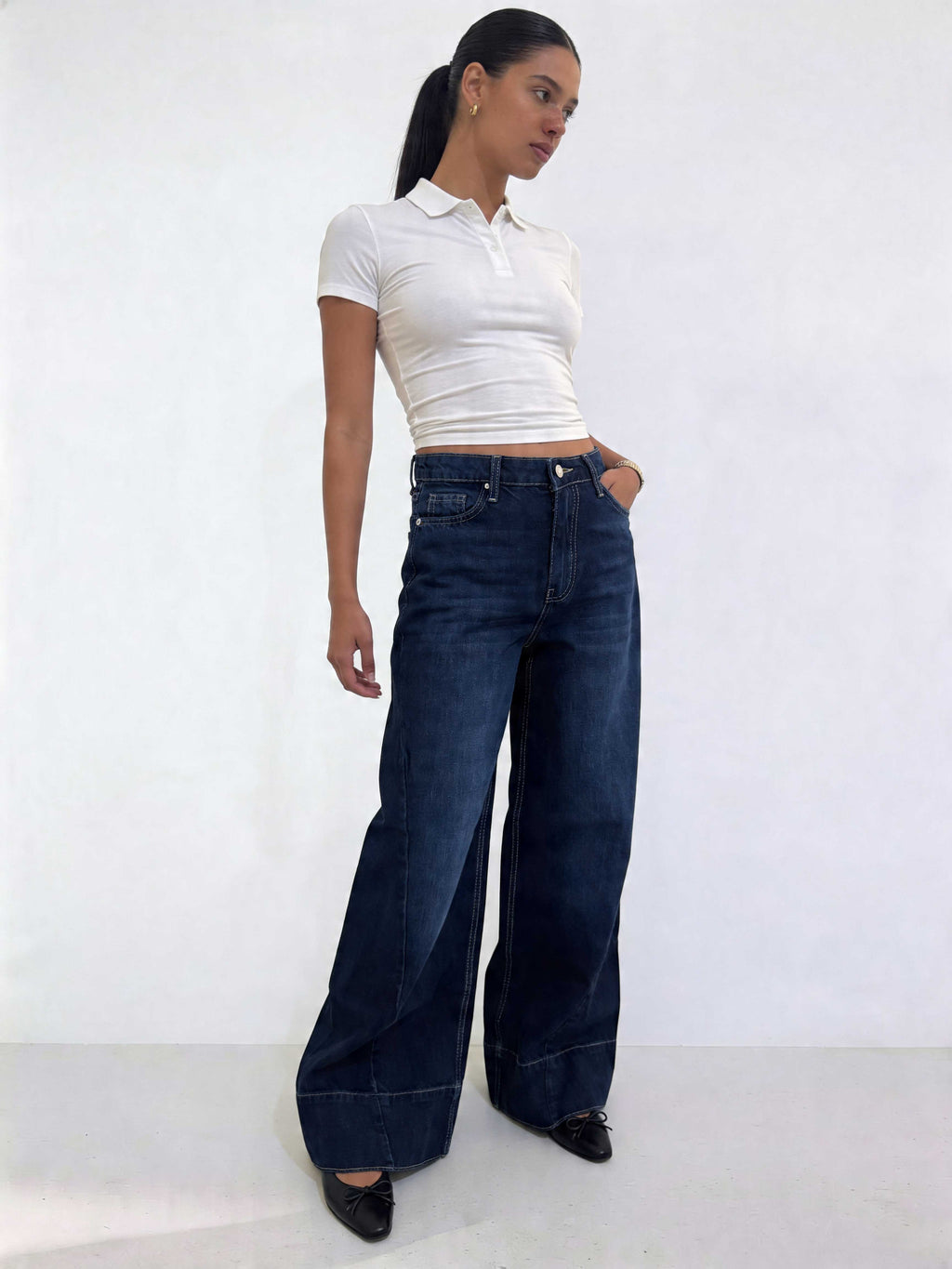 Extreme Wide-Leg – High-Waist Midnight Navy Jeans Extreme Wide Leg CIZARO - Cizaro Jeans