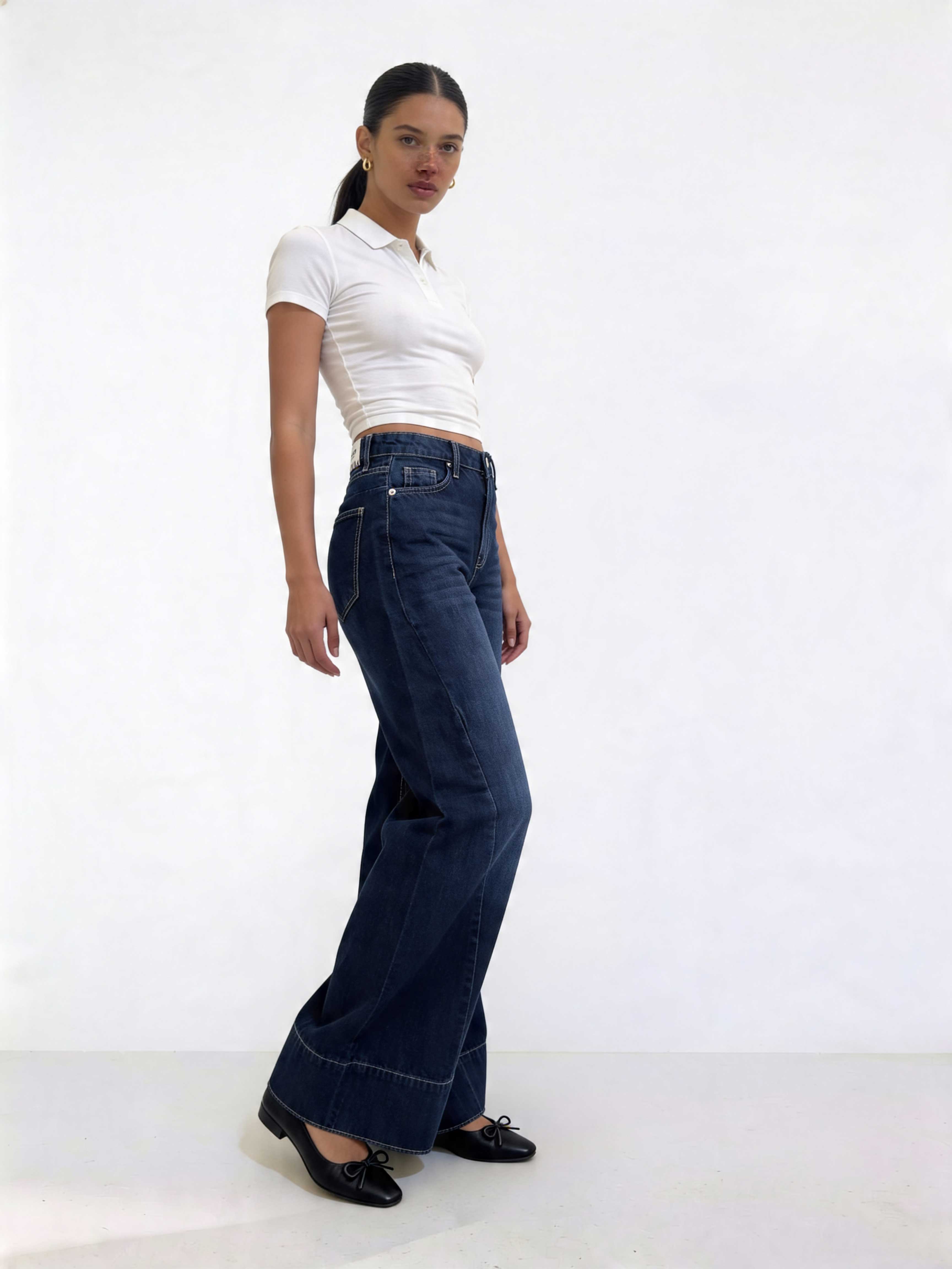 Extreme Wide-Leg – High-Waist Midnight Navy Jeans Extreme Wide Leg CIZARO - Cizaro Jeans