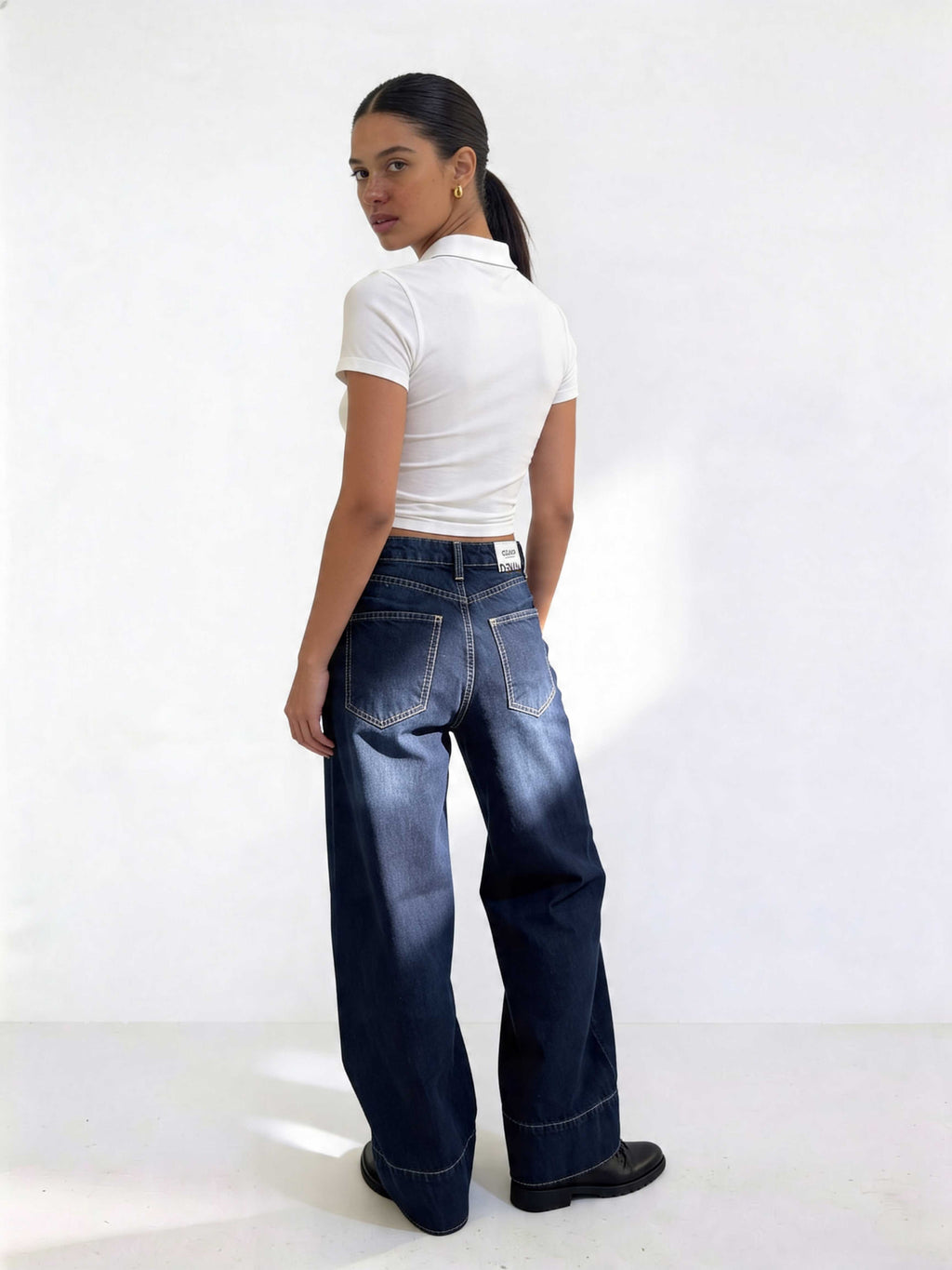 Extreme Wide-Leg – High-Waist Midnight Navy Jeans Extreme Wide Leg CIZARO - Cizaro Jeans