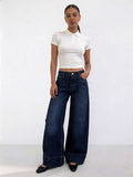 Extreme Wide-Leg – High-Waist Midnight Navy Jeans Extreme Wide Leg CIZARO - Cizaro Jeans