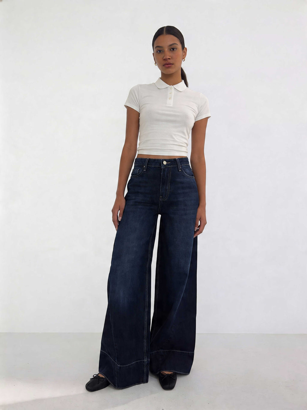 Extreme Wide-Leg – High-Waist Midnight Navy Jeans Extreme Wide Leg CIZARO - Cizaro Jeans