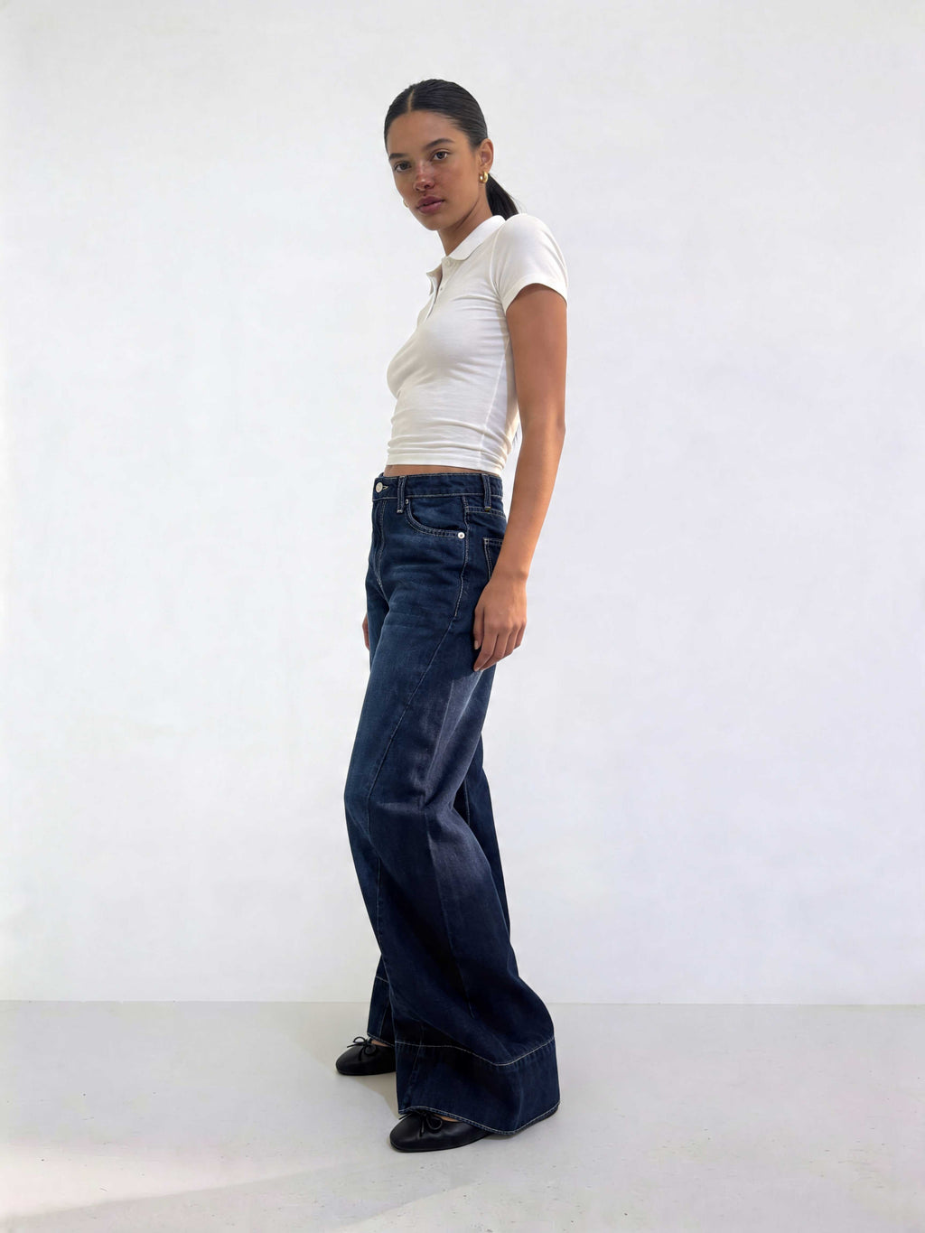 Extreme Wide-Leg – High-Waist Midnight Navy Jeans Extreme Wide Leg CIZARO - Cizaro Jeans