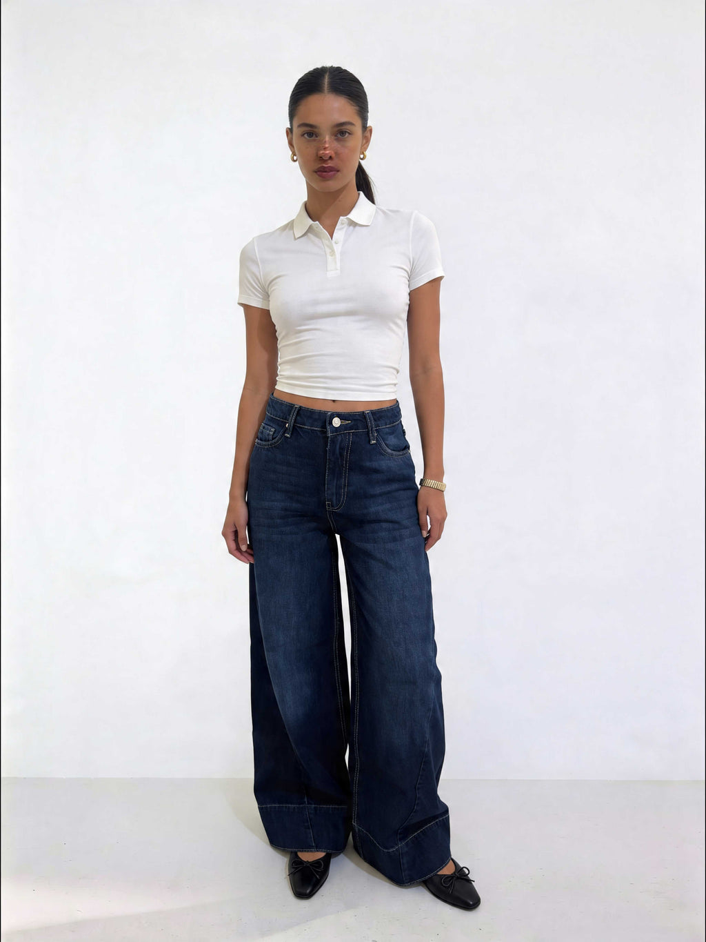 Extreme Wide-Leg – High-Waist Midnight Navy Jeans Extreme Wide Leg CIZARO - Cizaro Jeans