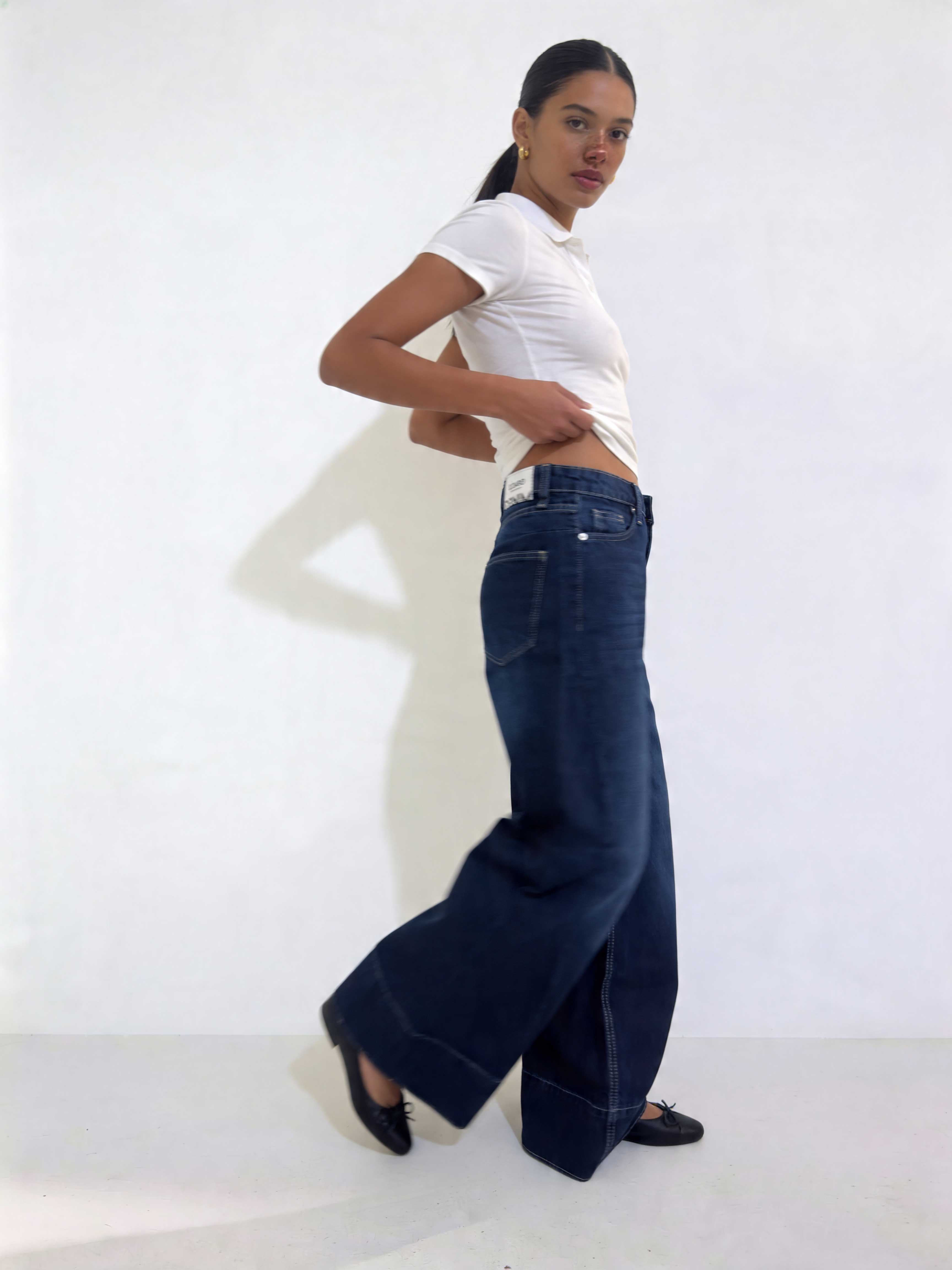 Extreme Wide-Leg – High-Waist Midnight Navy Jeans Extreme Wide Leg CIZARO - Cizaro Jeans