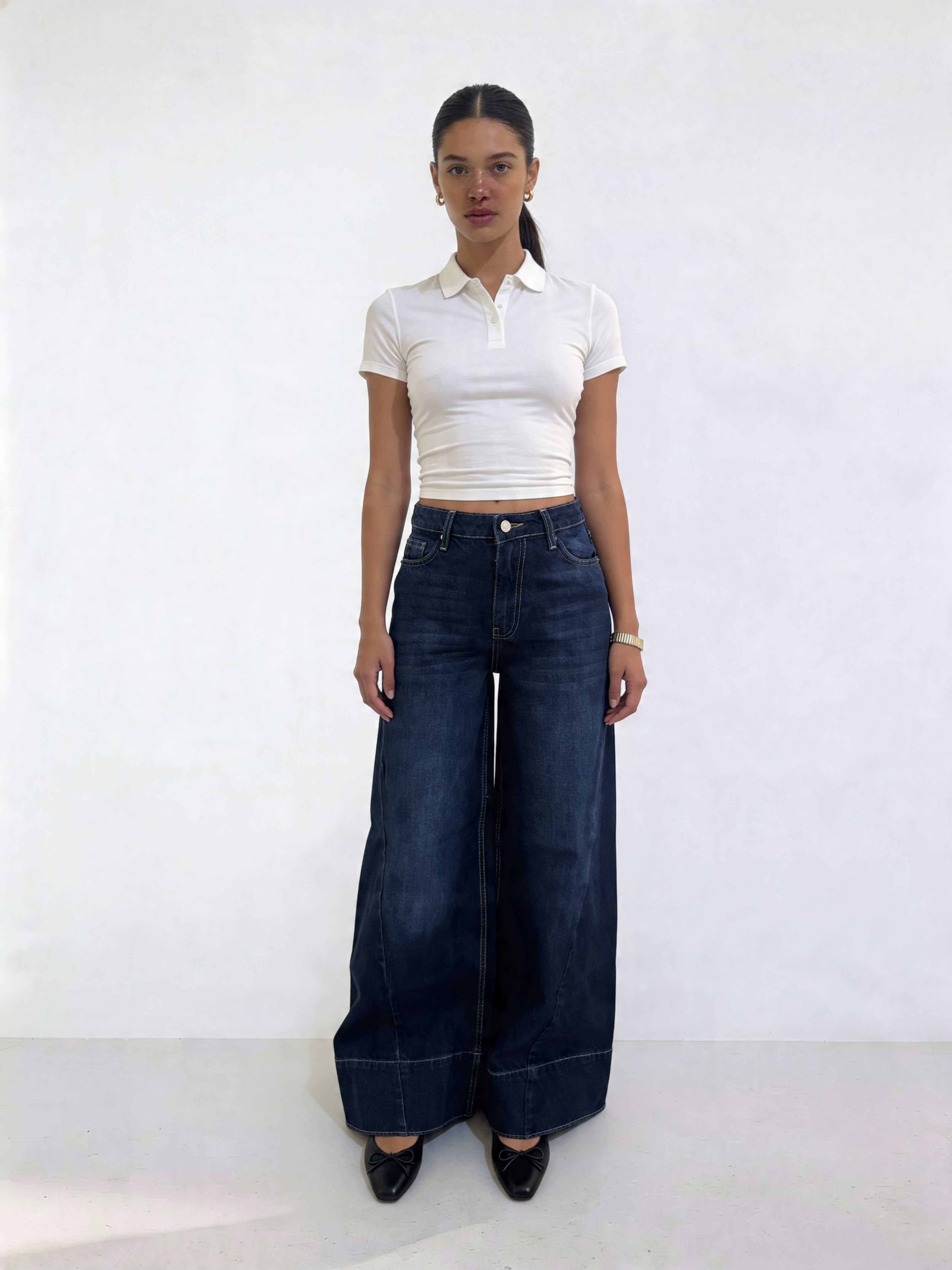 Extreme Wide-Leg – High-Waist Midnight Navy Jeans Extreme Wide Leg CIZARO - Cizaro Jeans