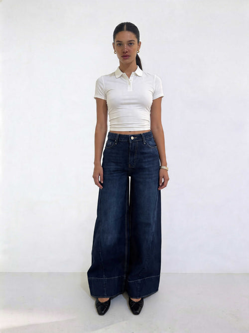 Extreme Wide-Leg – High-Waist Midnight Navy Jeans Extreme Wide Leg CIZARO - Cizaro Jeans