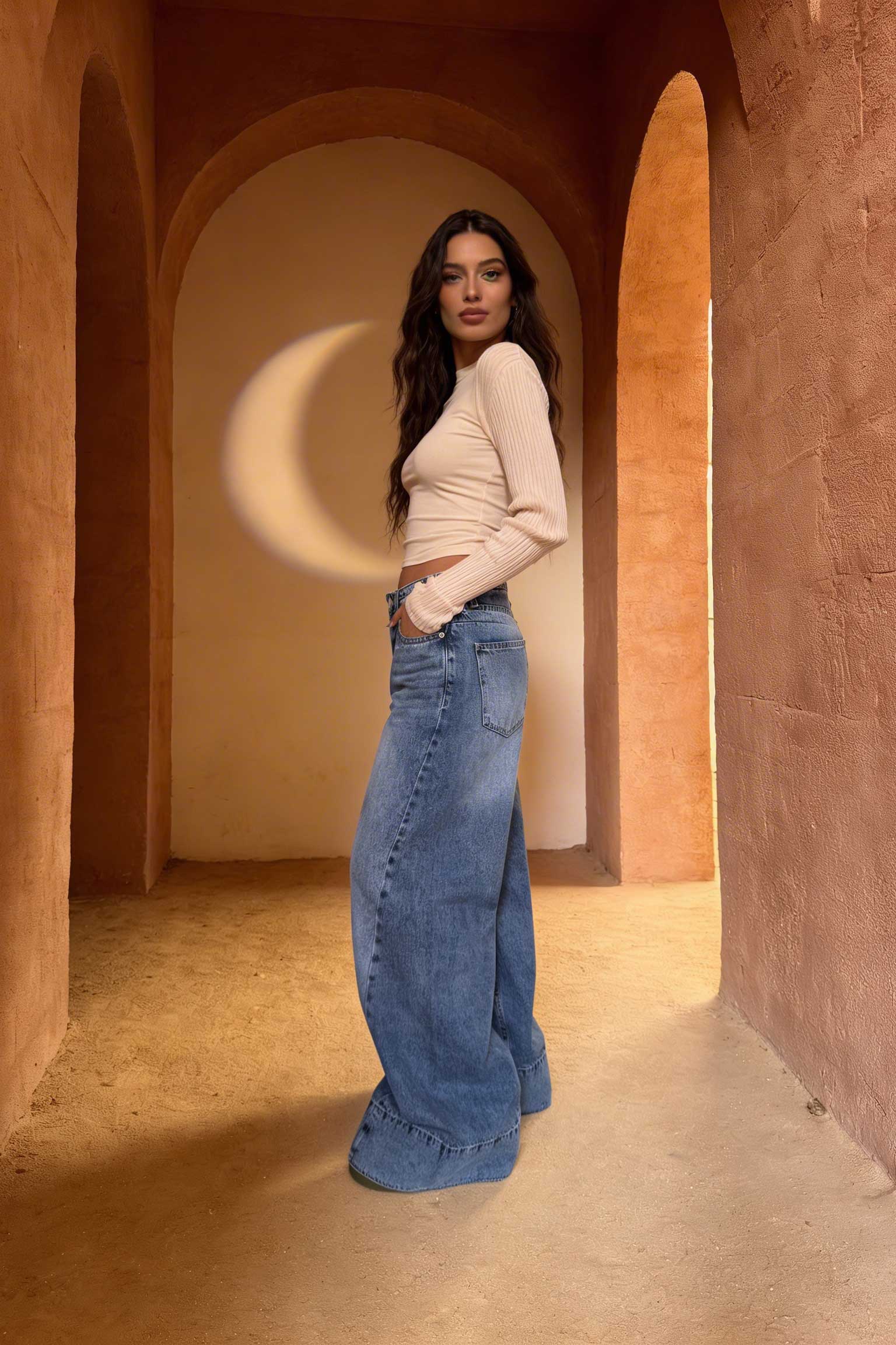 Extreme Wide-Leg – Mid-Rise Acid Blue Jeans