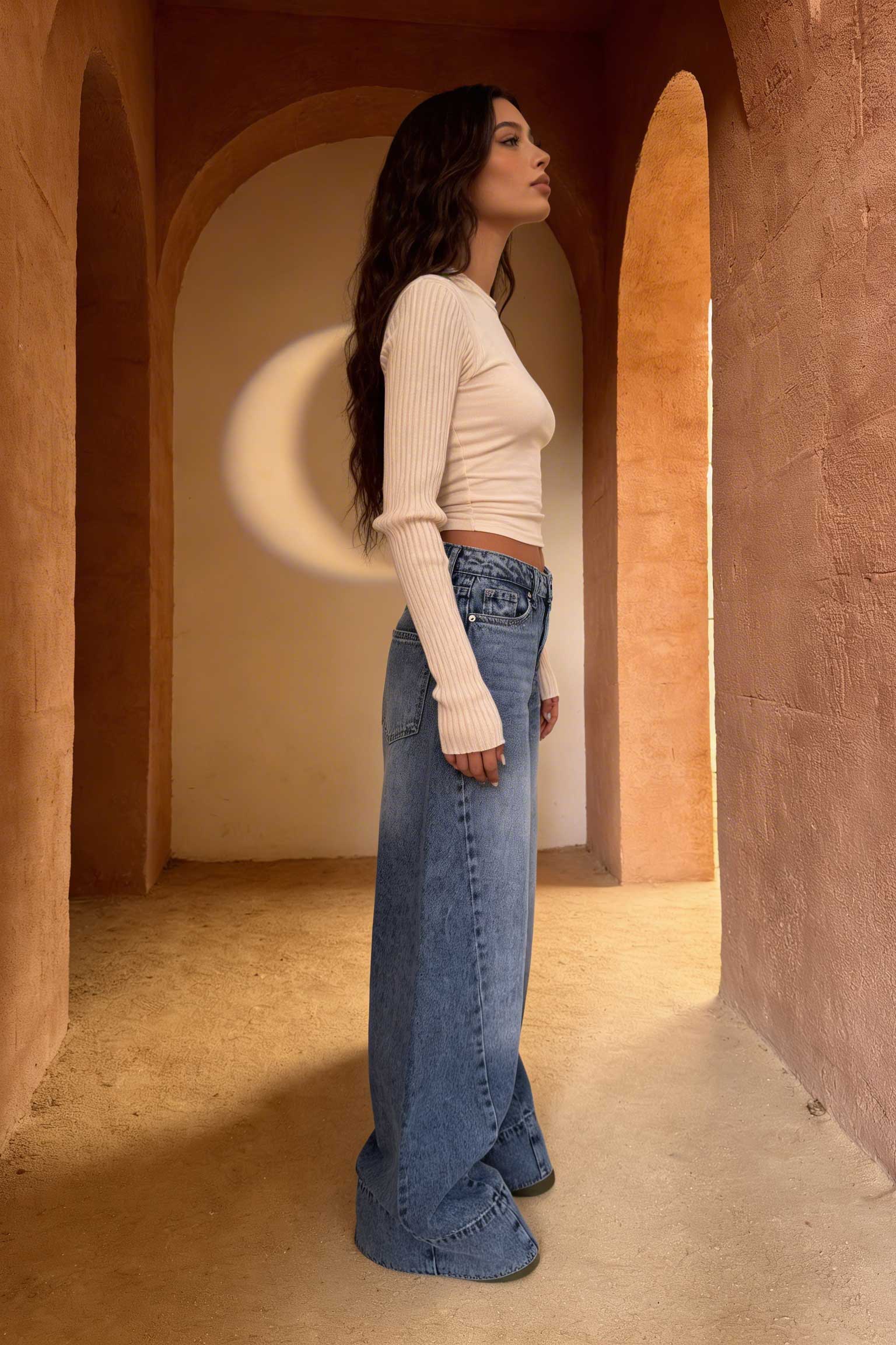 Extreme Wide-Leg – Mid-Rise Acid Blue Jeans