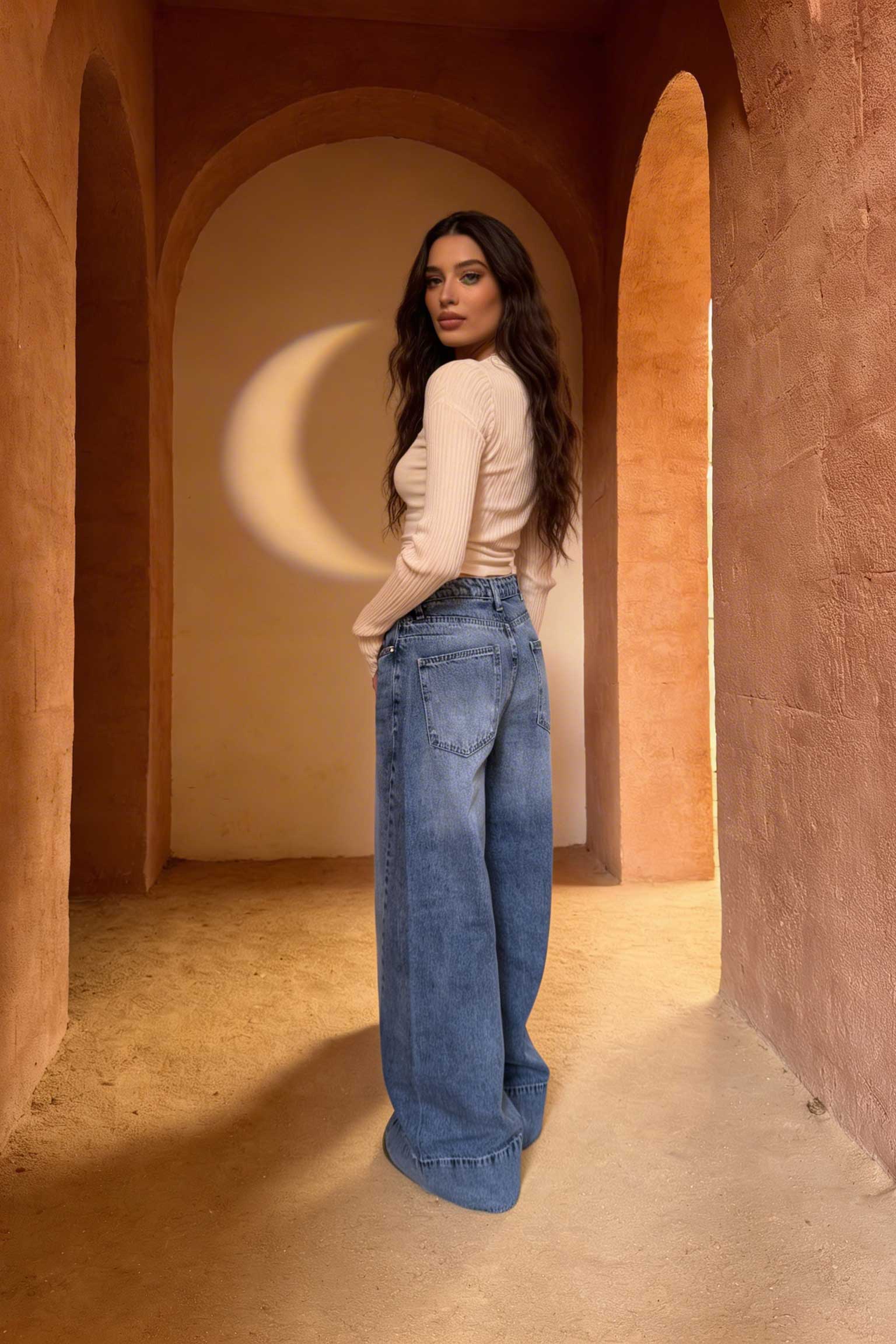 Extreme Wide-Leg – Mid-Rise Acid Blue Jeans