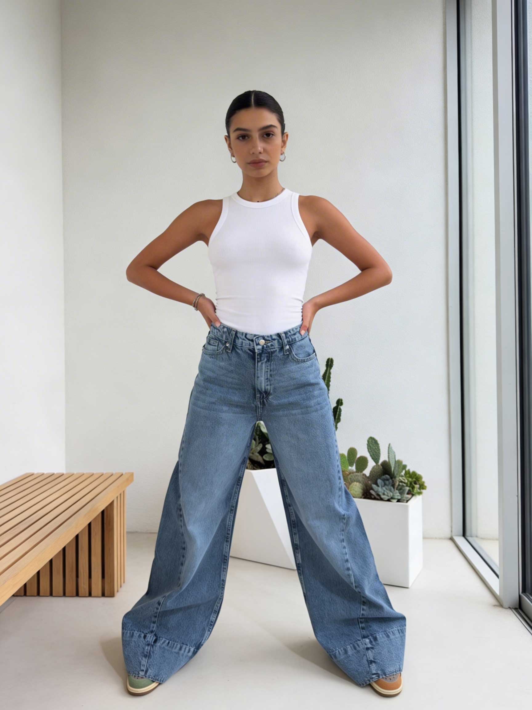Extreme Wide-Leg – High-Waist Coastal Blue Jeans Extreme wide leg CIZARO - Cizaro Jeans