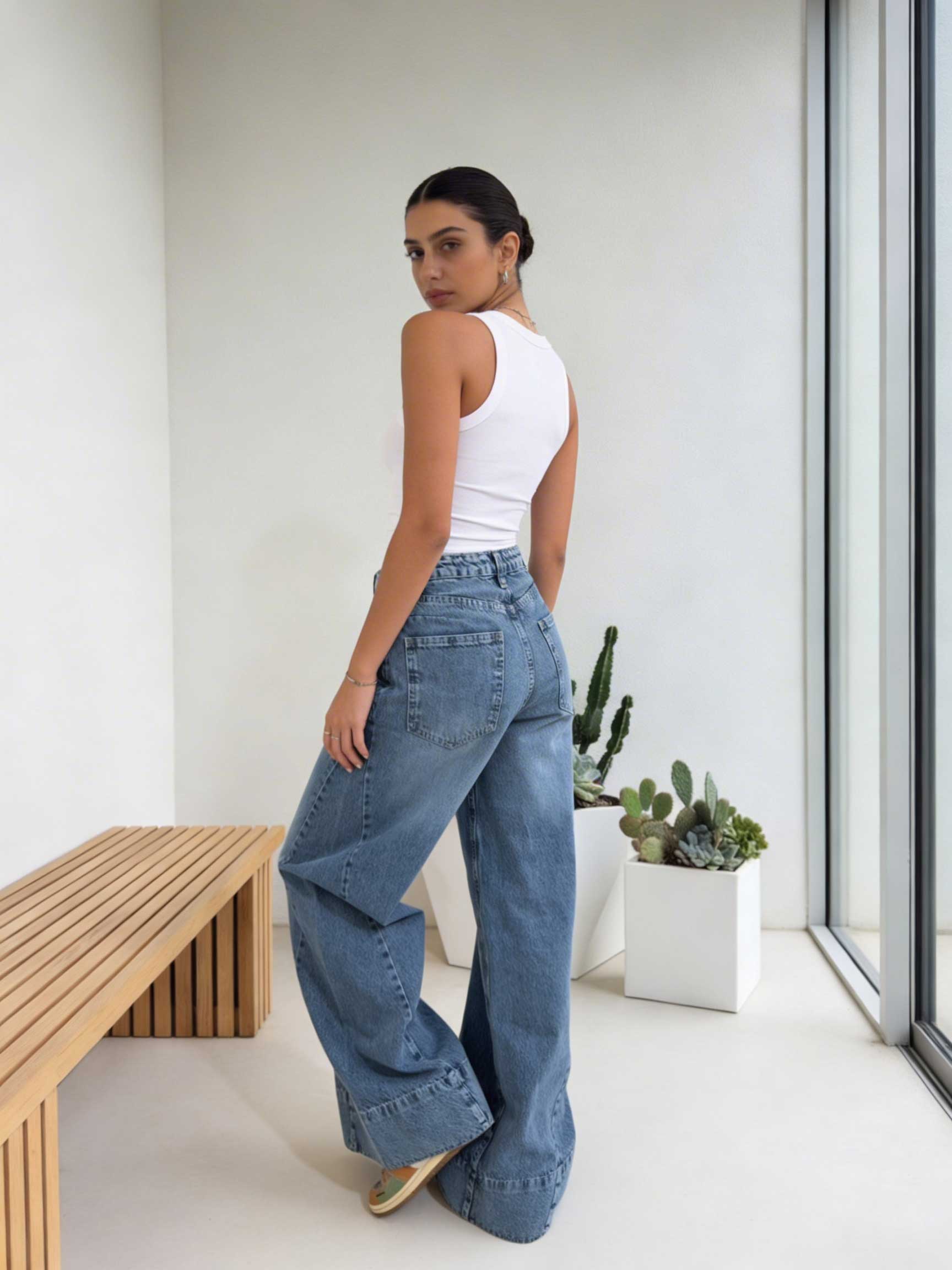 Extreme Wide-Leg – High-Waist Coastal Blue Jeans Extreme wide leg CIZARO - Cizaro Jeans