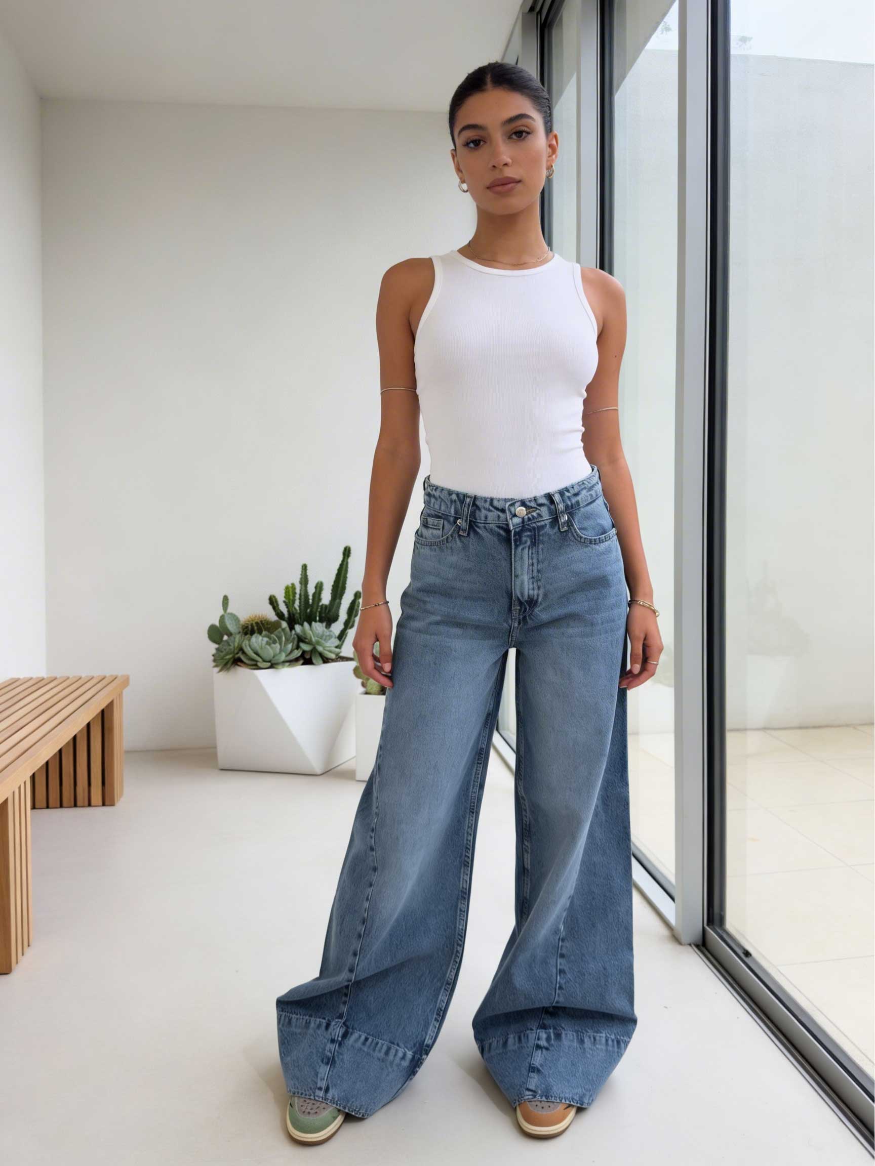 Extreme Wide-Leg – High-Waist Coastal Blue Jeans Extreme wide leg CIZARO - Cizaro Jeans