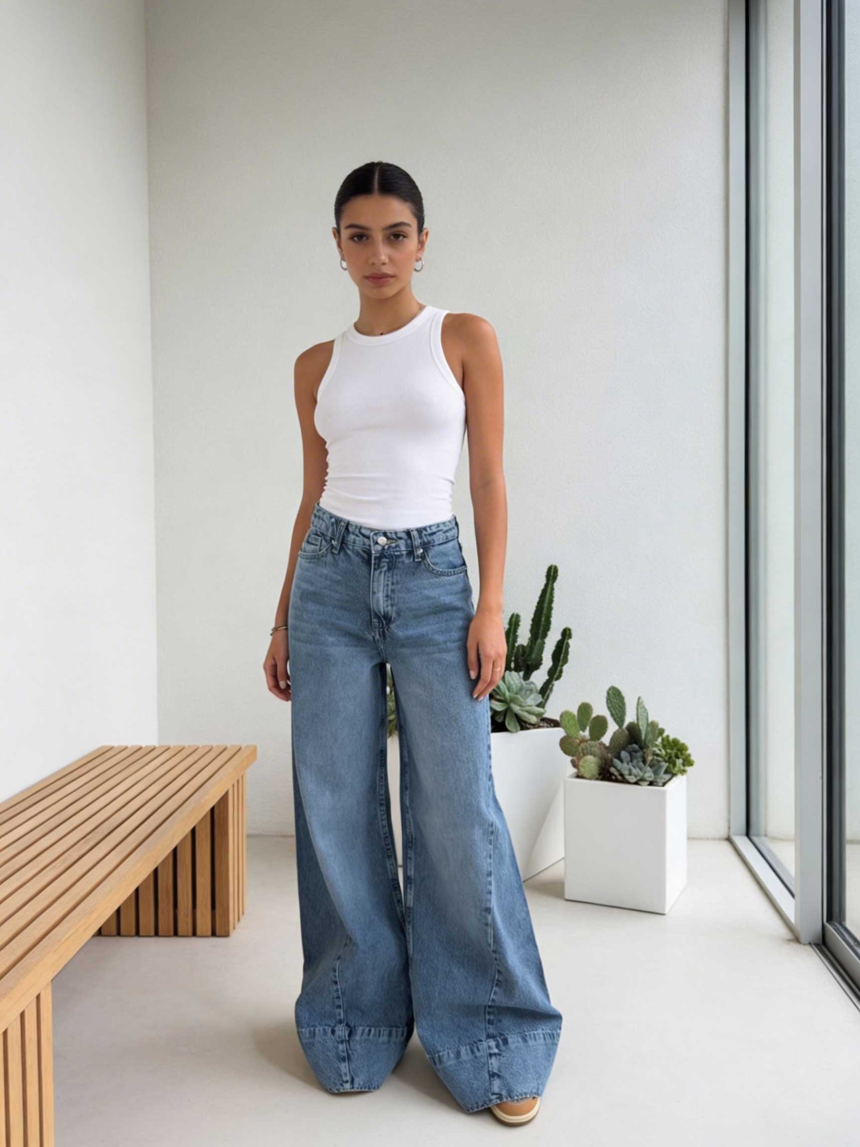 Extreme Wide-Leg – High-Waist Coastal Blue Jeans Extreme wide leg CIZARO - Cizaro Jeans