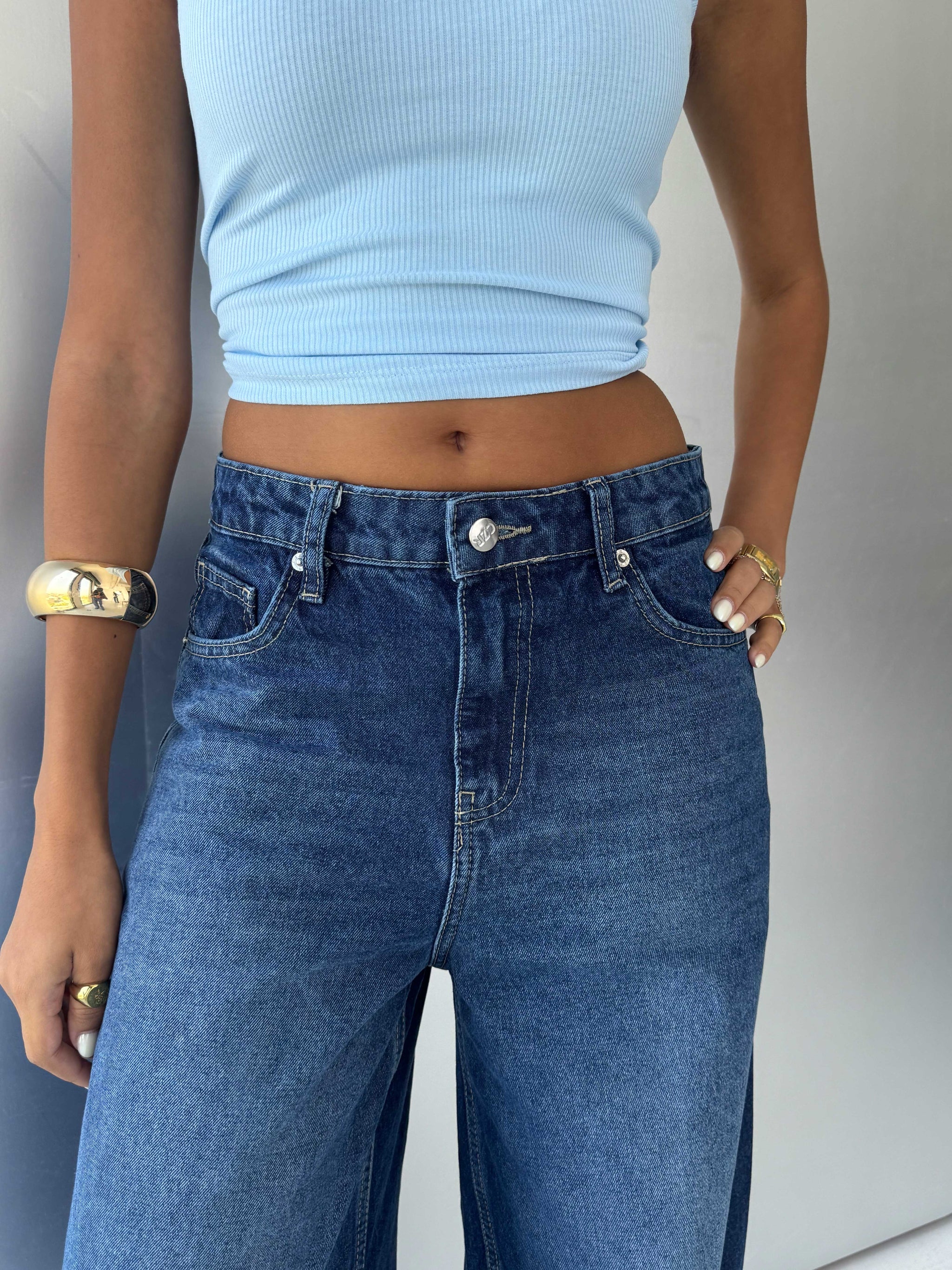 Extreme wide leg High waist Ocean blue jeans