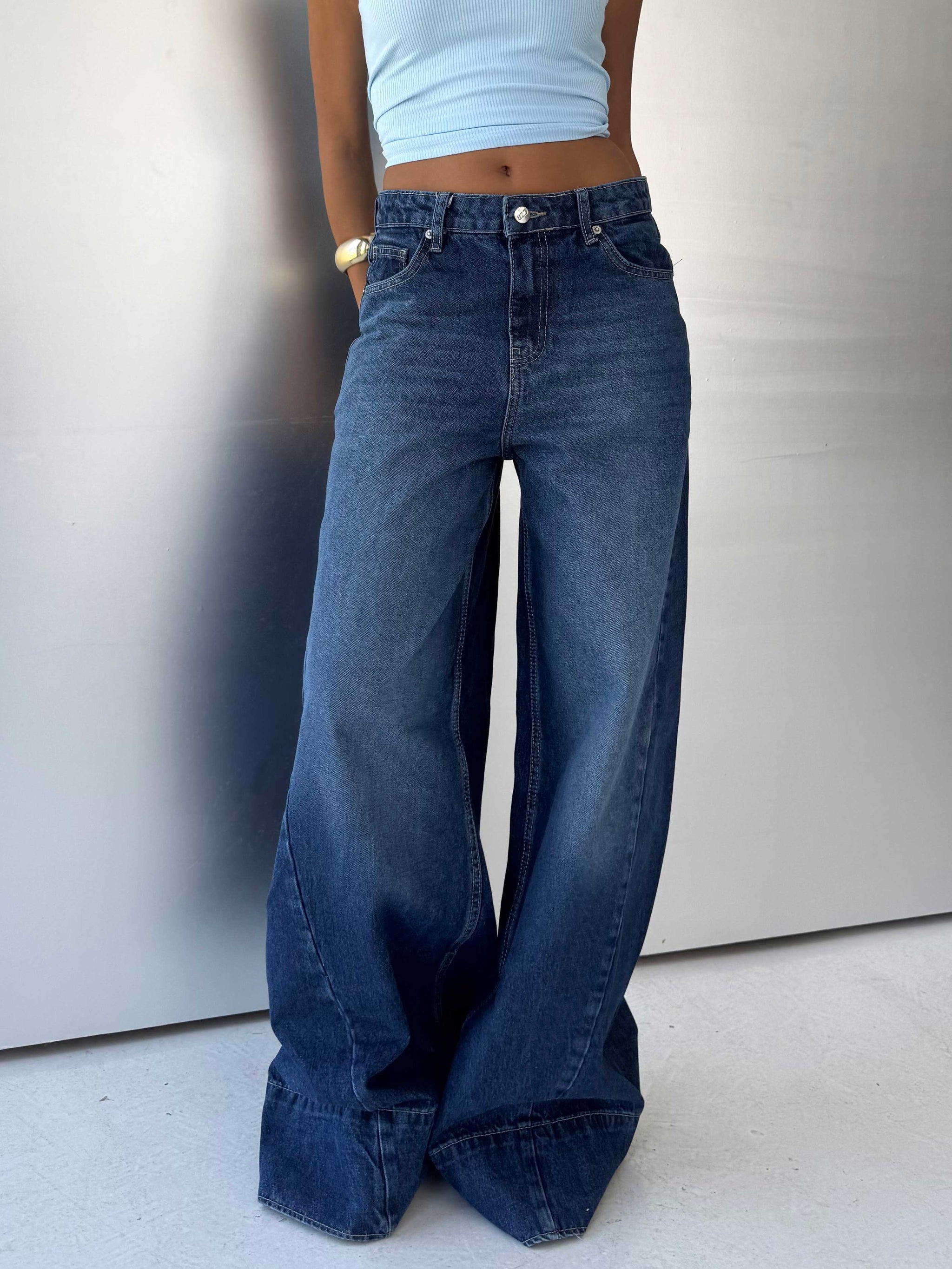 Extreme wide leg High waist Ocean blue jeans