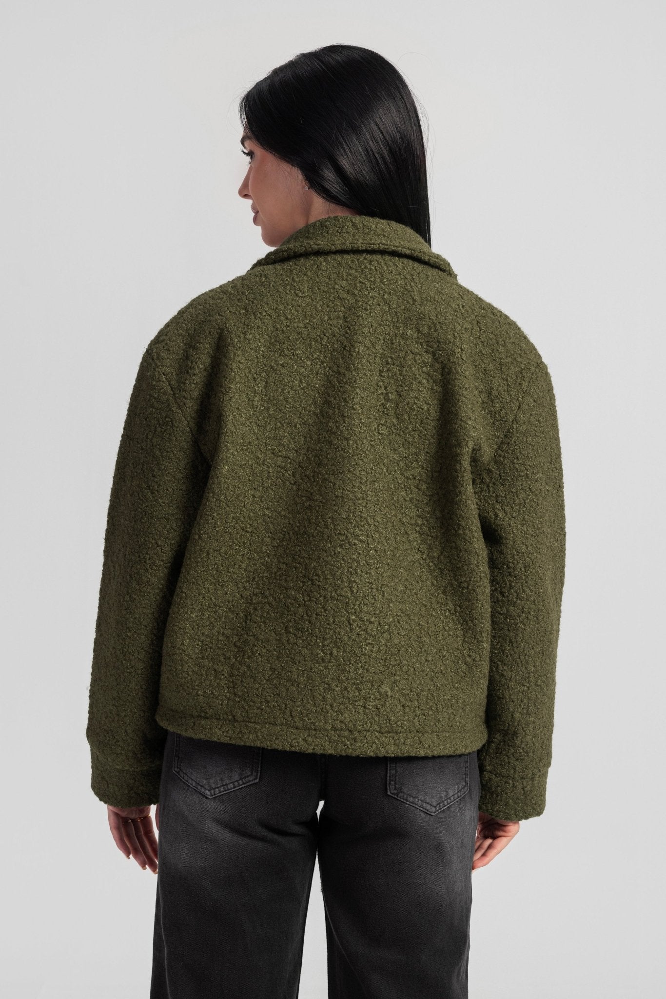 Fax Fur Jacket – Olive jacket CIZARO - Cizaro Jeans