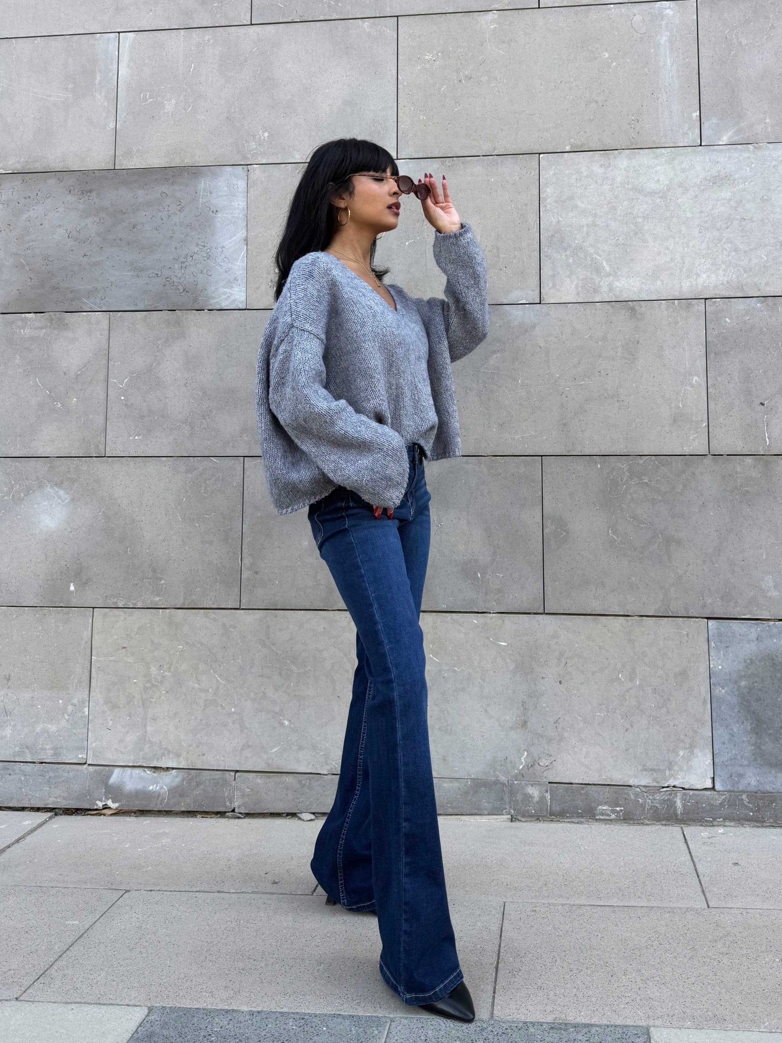 Flare – Low-Waist Navy Blue Jeans FLARE CIZARO - Cizaro Jeans