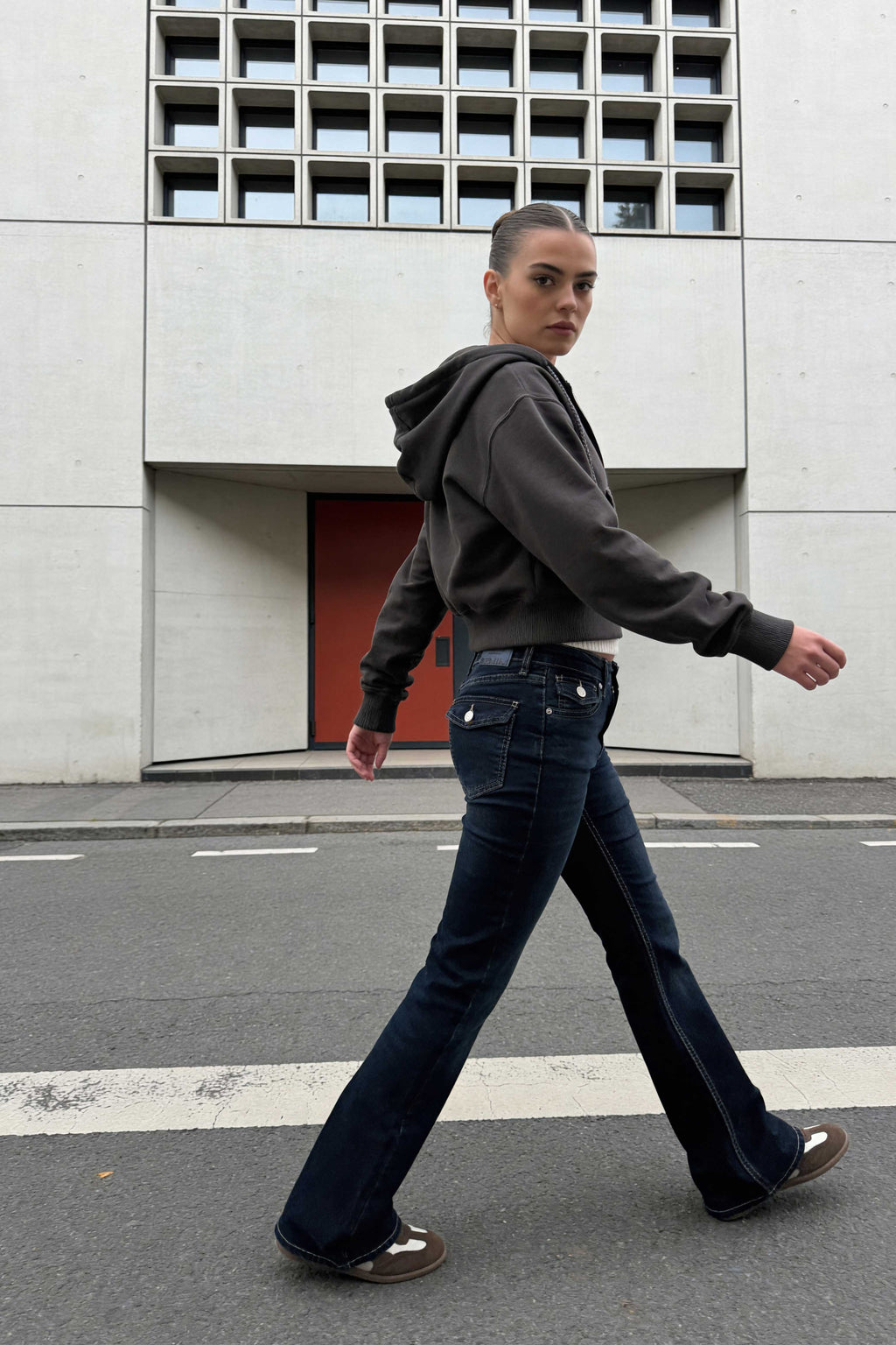 Flare – Low-Waist Deep Vintage Green Jeans Flare CIZARO - Cizaro Jeans