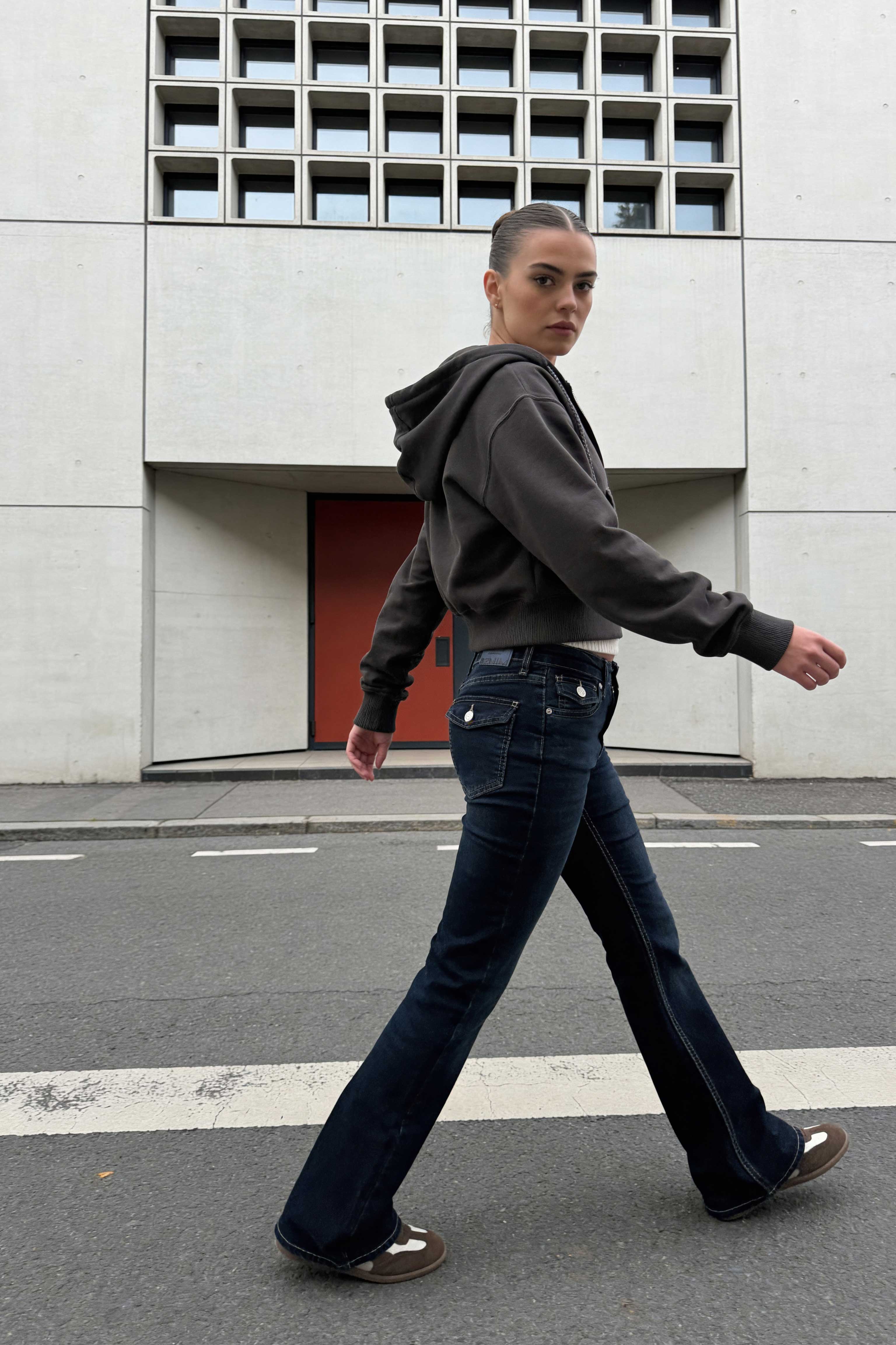 Flare – Low-Waist Deep Vintage Green Jeans Flare CIZARO - Cizaro Jeans