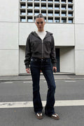 Flare – Low-Waist Deep Vintage Green Jeans Flare CIZARO - Cizaro Jeans