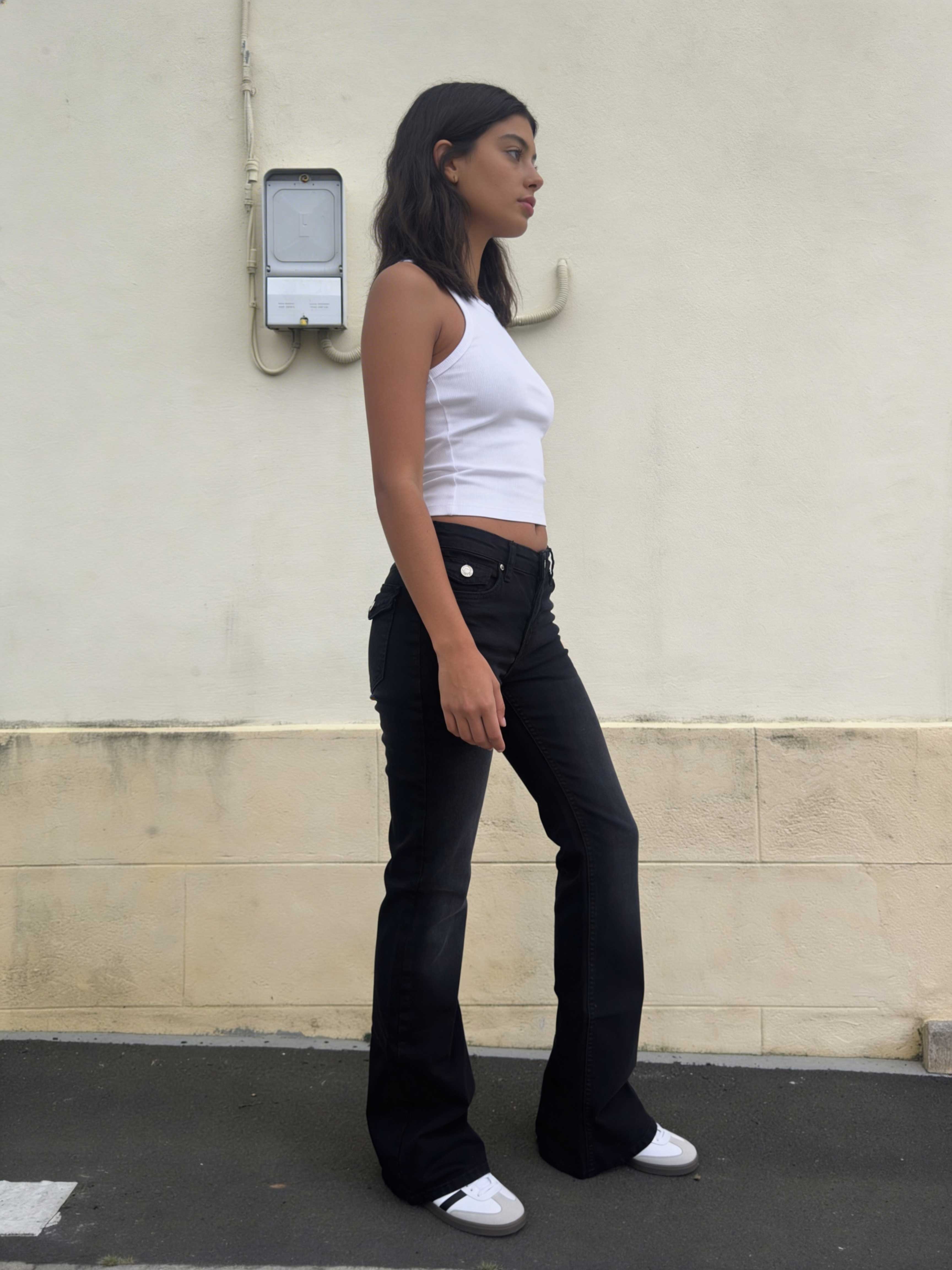 Flare – Low-Waist Washed Black Flap Pocket Jeans Flare CIZARO - Cizaro Jeans