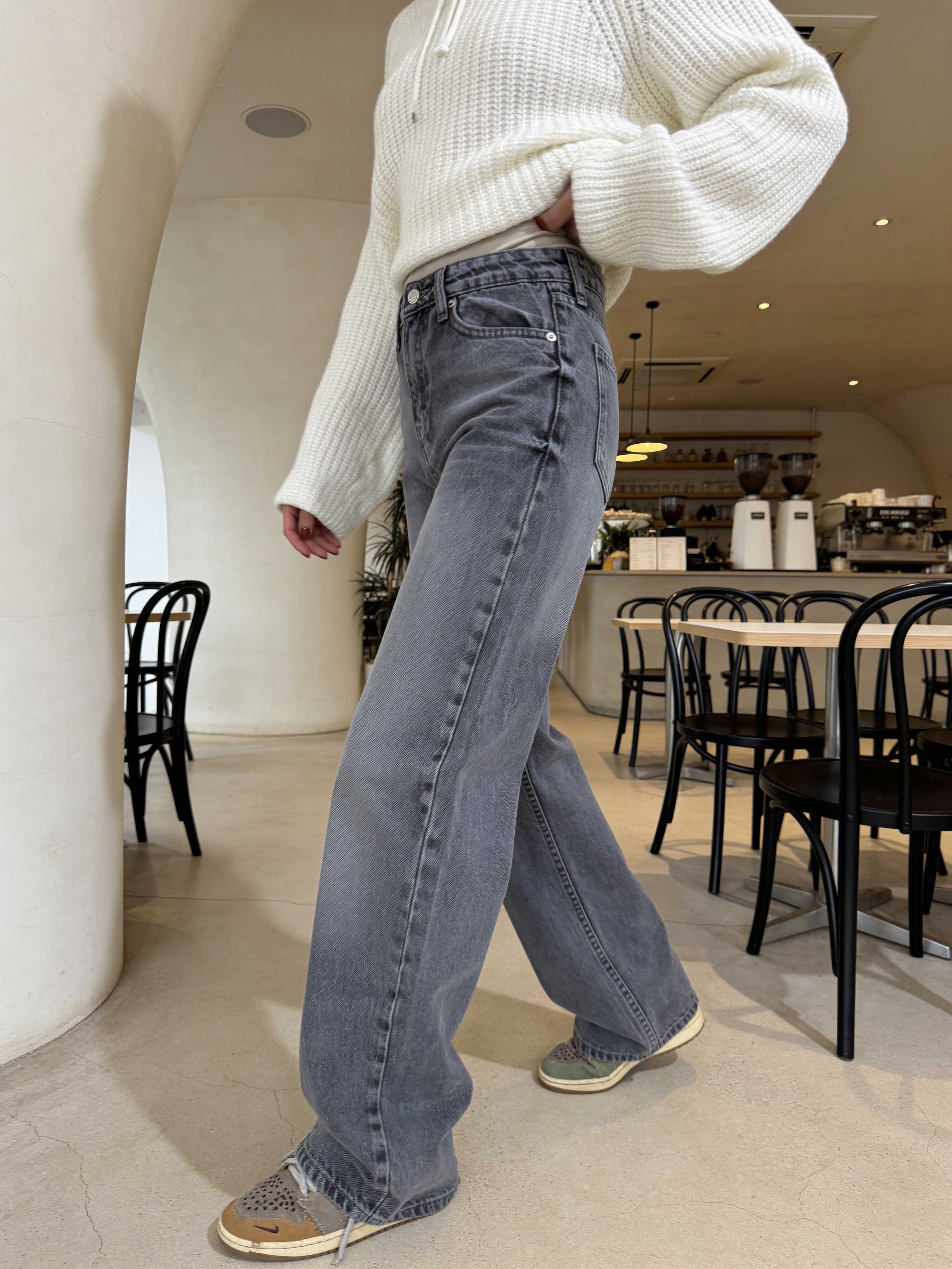 Wide Leg High-Waist – Grey Jeans wide leg CIZARO - Cizaro Jeans