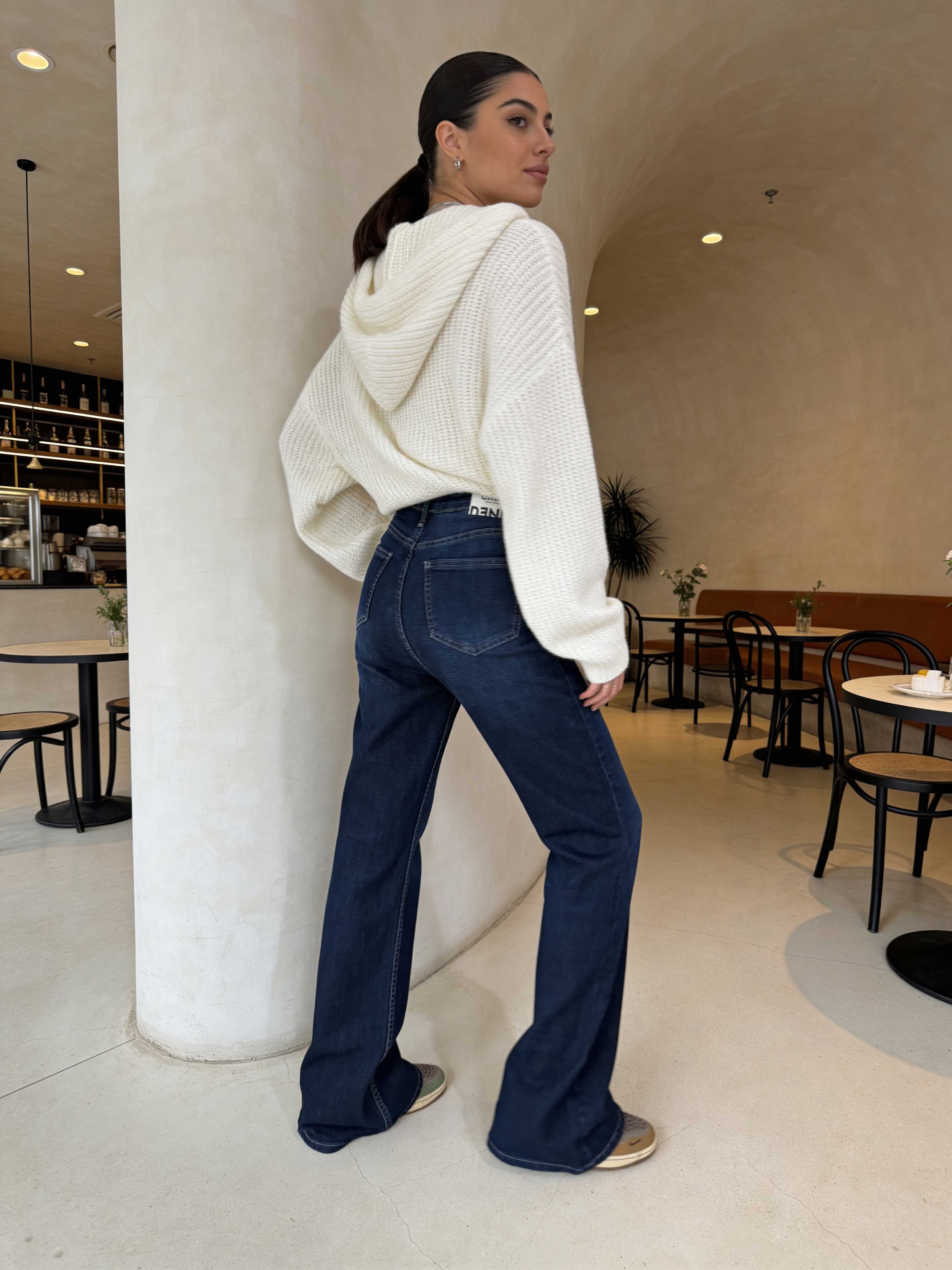 Flare – High-Waist Navy Blue Jeans flare CIZARO - Cizaro Jeans