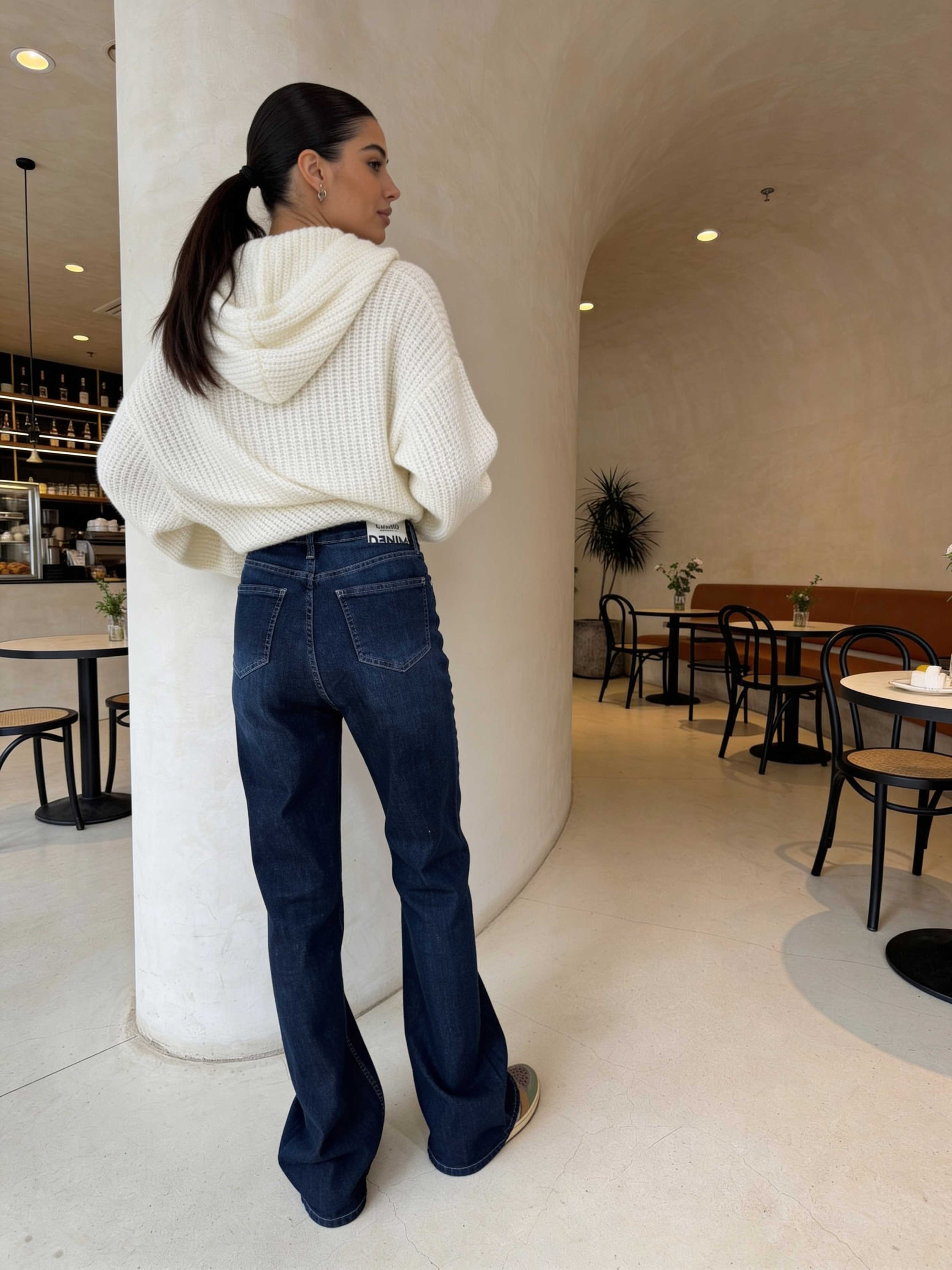 Flare – High-Waist Navy Blue Jeans flare CIZARO - Cizaro Jeans