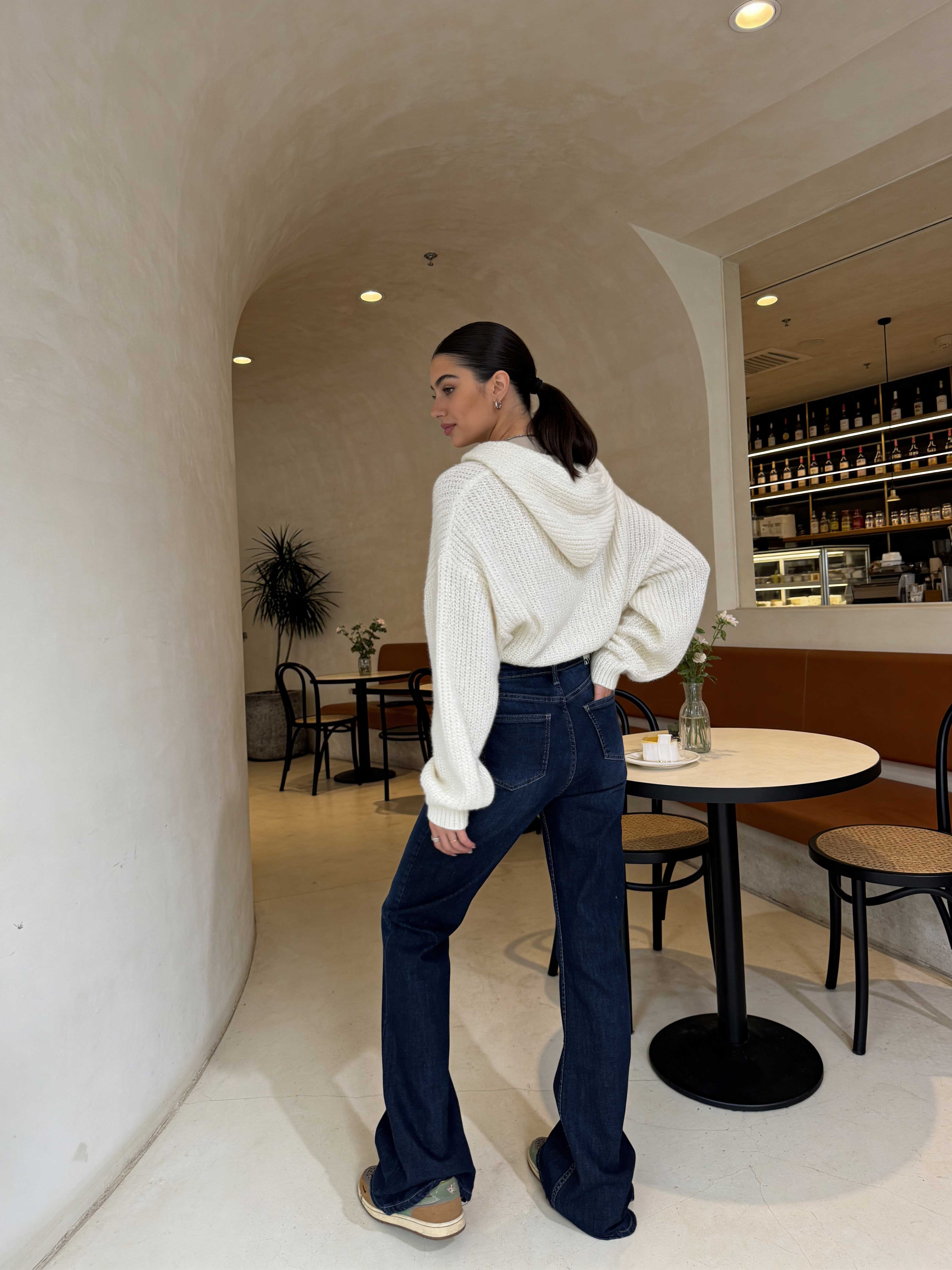 Flare – High-Waist Navy Blue Jeans flare CIZARO - Cizaro Jeans