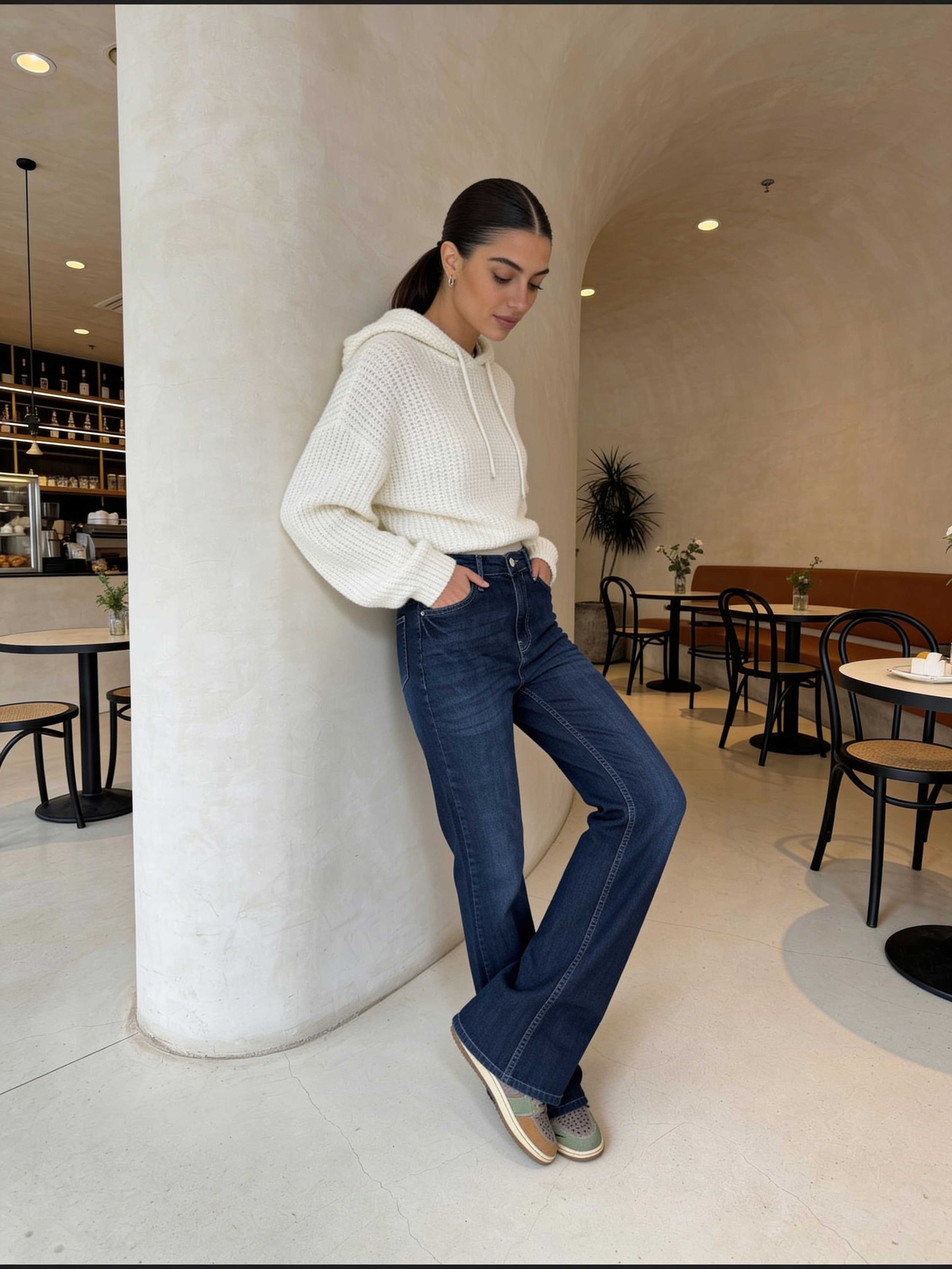 Flare – High-Waist Navy Blue Jeans flare CIZARO - Cizaro Jeans