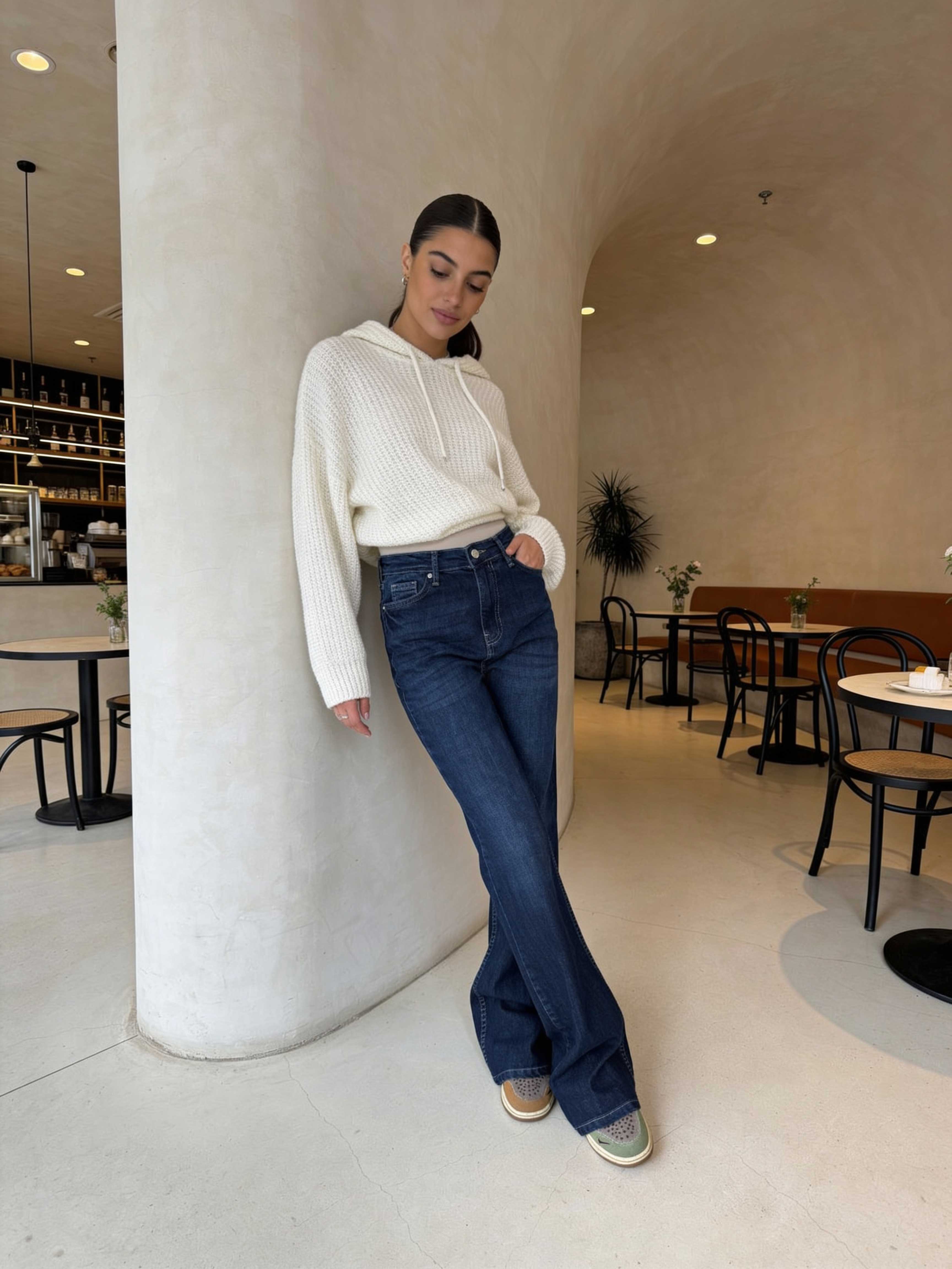 Flare – High-Waist Navy Blue Jeans flare CIZARO - Cizaro Jeans