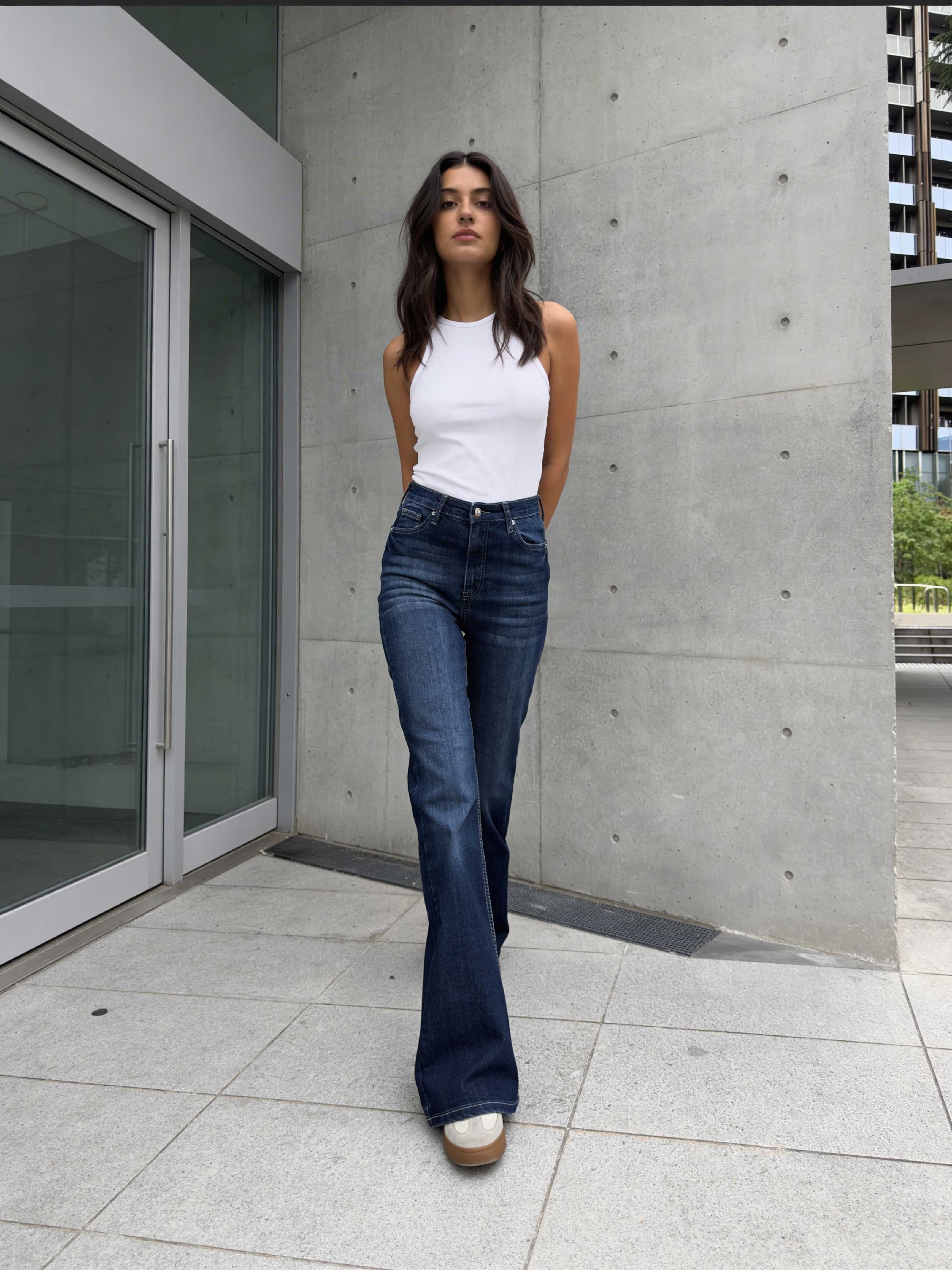 Flare – High-Waist Midnight Indigo Jeans Flare CIZARO - Cizaro Jeans