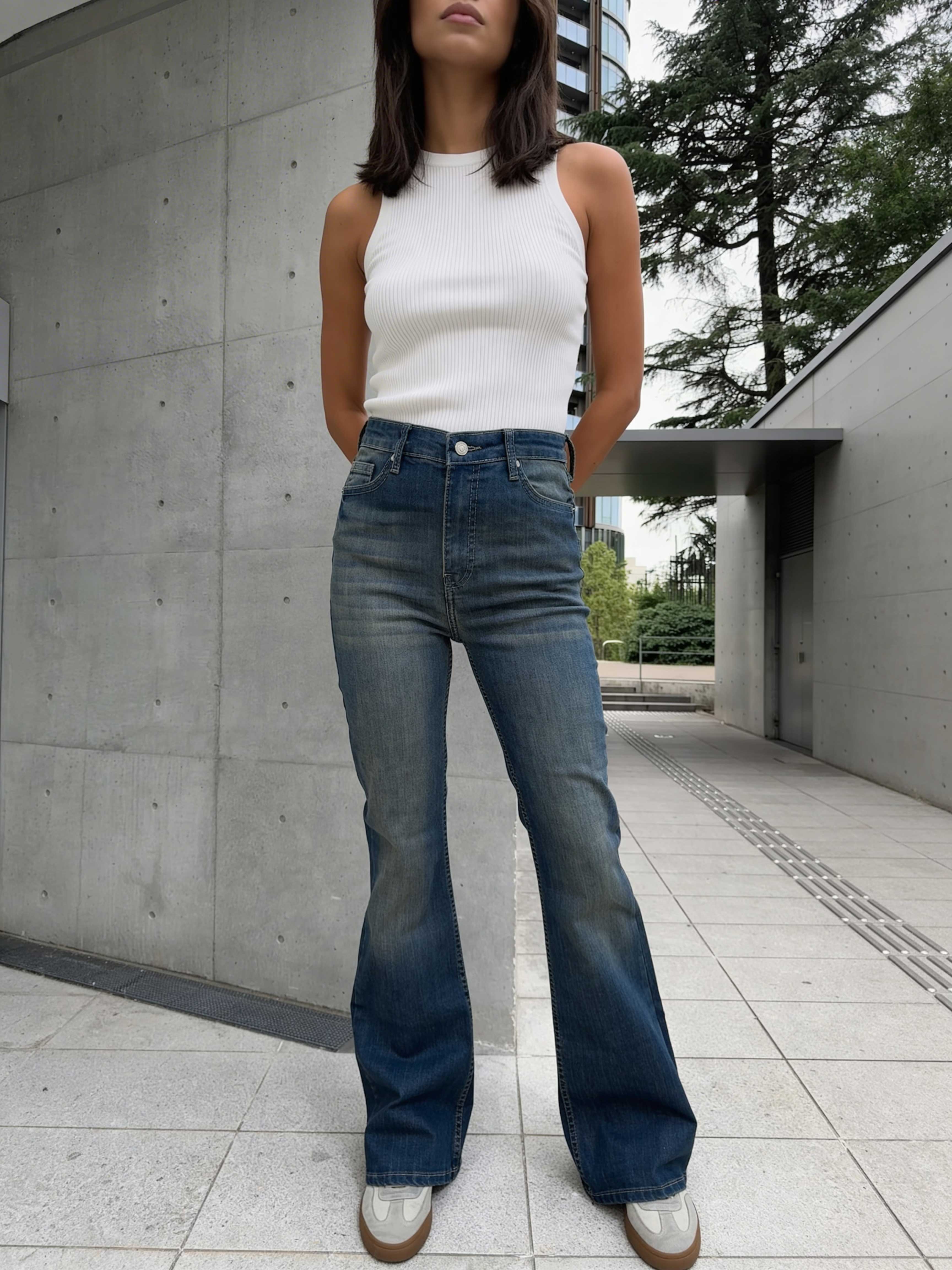 Flare – High-Waist Perfect Vintage Blue Jeans Flare CIZARO - Cizaro Jeans
