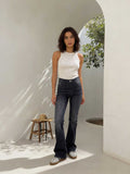 Flare – High-Waist Washed Charcoal Jeans Flare CIZARO - Cizaro Jeans