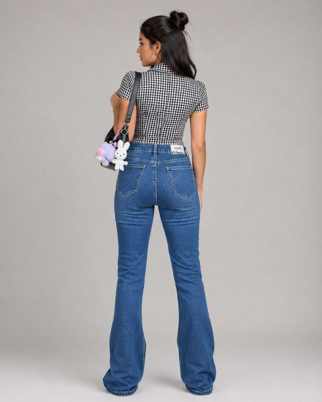 Flare High Waist – Mid Washed Blue Jeans flare CIZARO - Cizaro Jeans