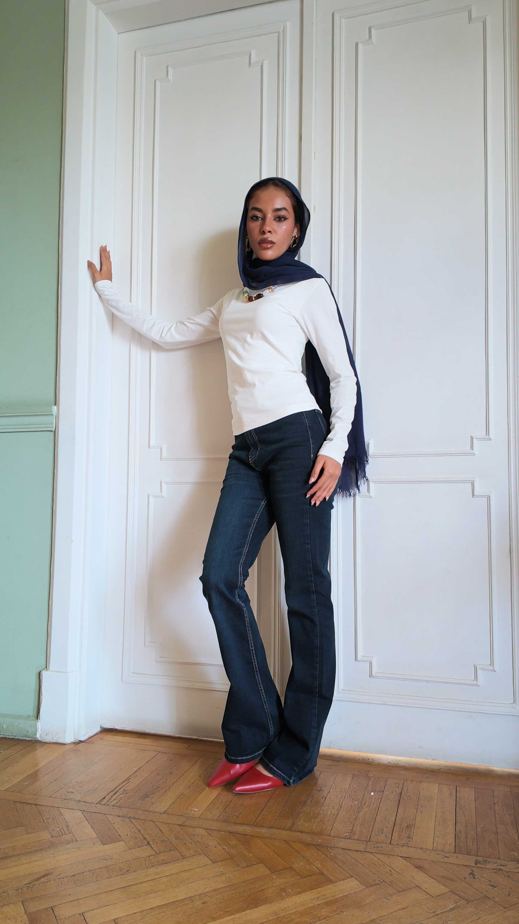 Slim Flare High-Waist Midnight Vintage green Jeans Flare CIZARO - Cizaro Jeans