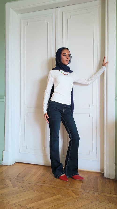 Slim Flare High-Waist Midnight Vintage green Jeans Flare CIZARO - Cizaro Jeans