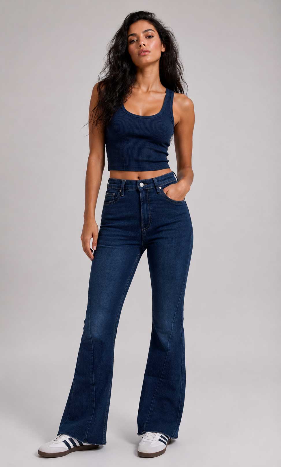 Flare High-Waist Dark Vintage Blue Jeans