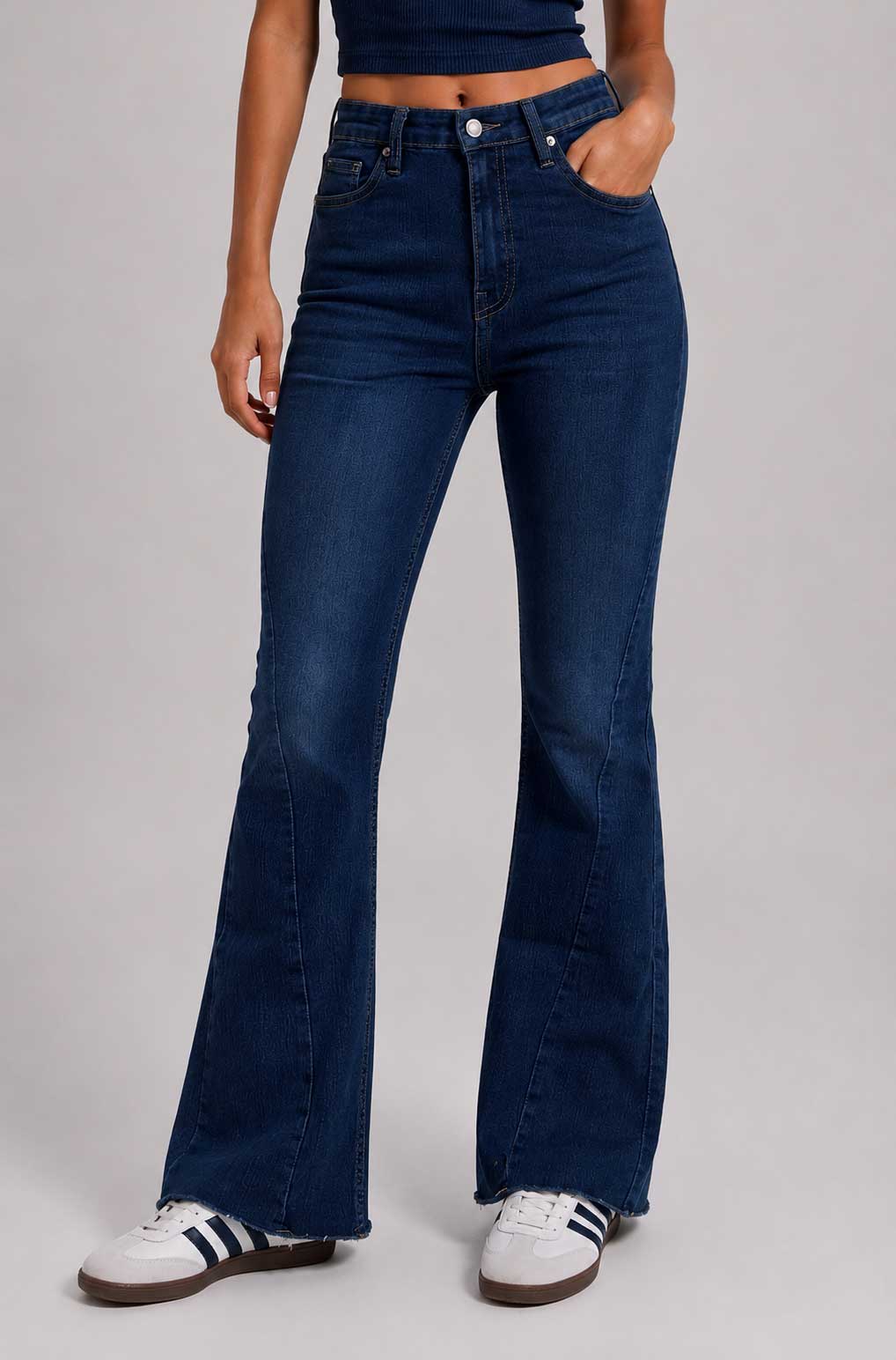 Flare High-Waist Dark Vintage Blue Jeans