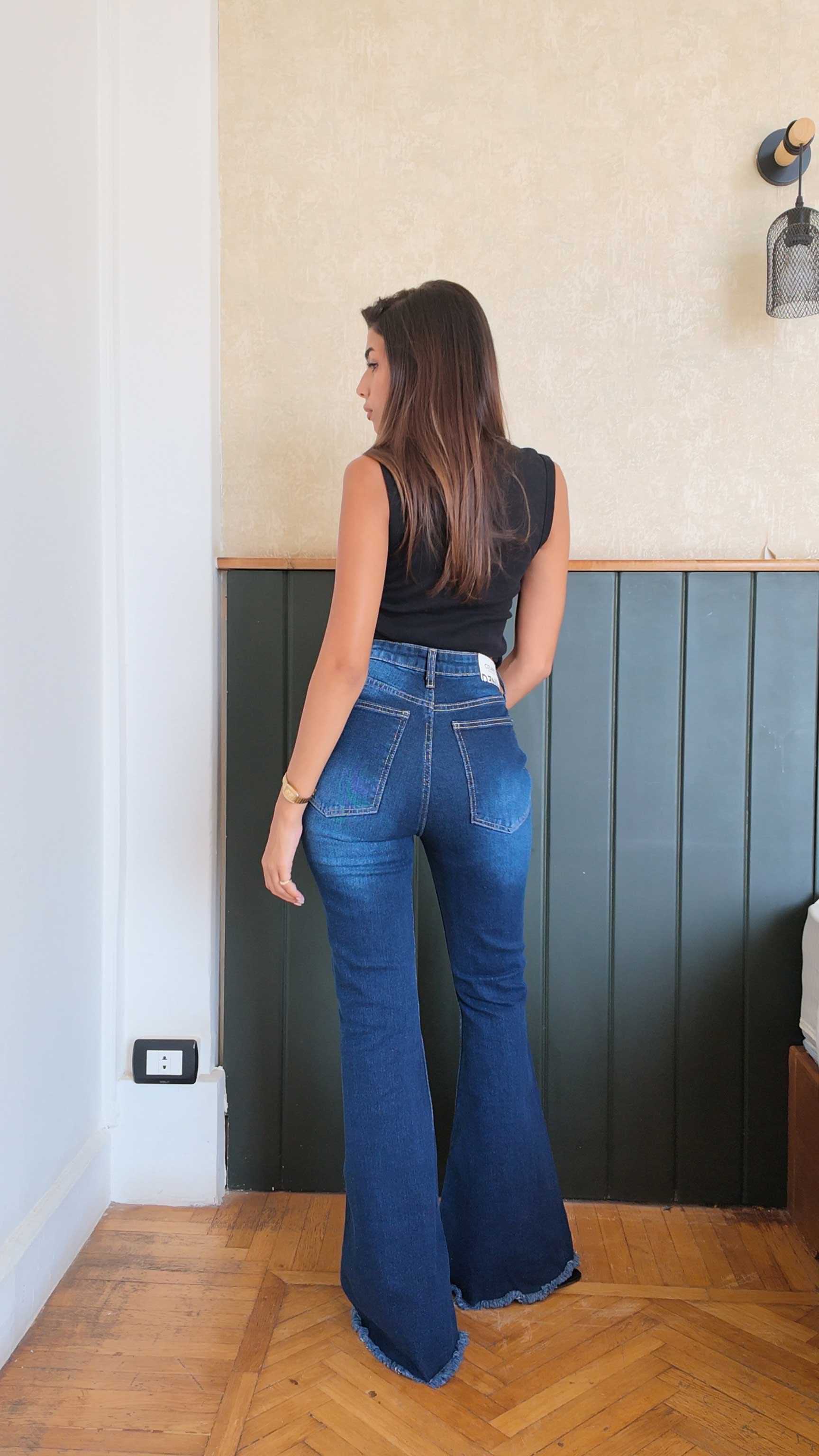 Contour Raw-Hemed Flare Deep Sapphire Blue jeans Flare CIZARO - Cizaro Jeans