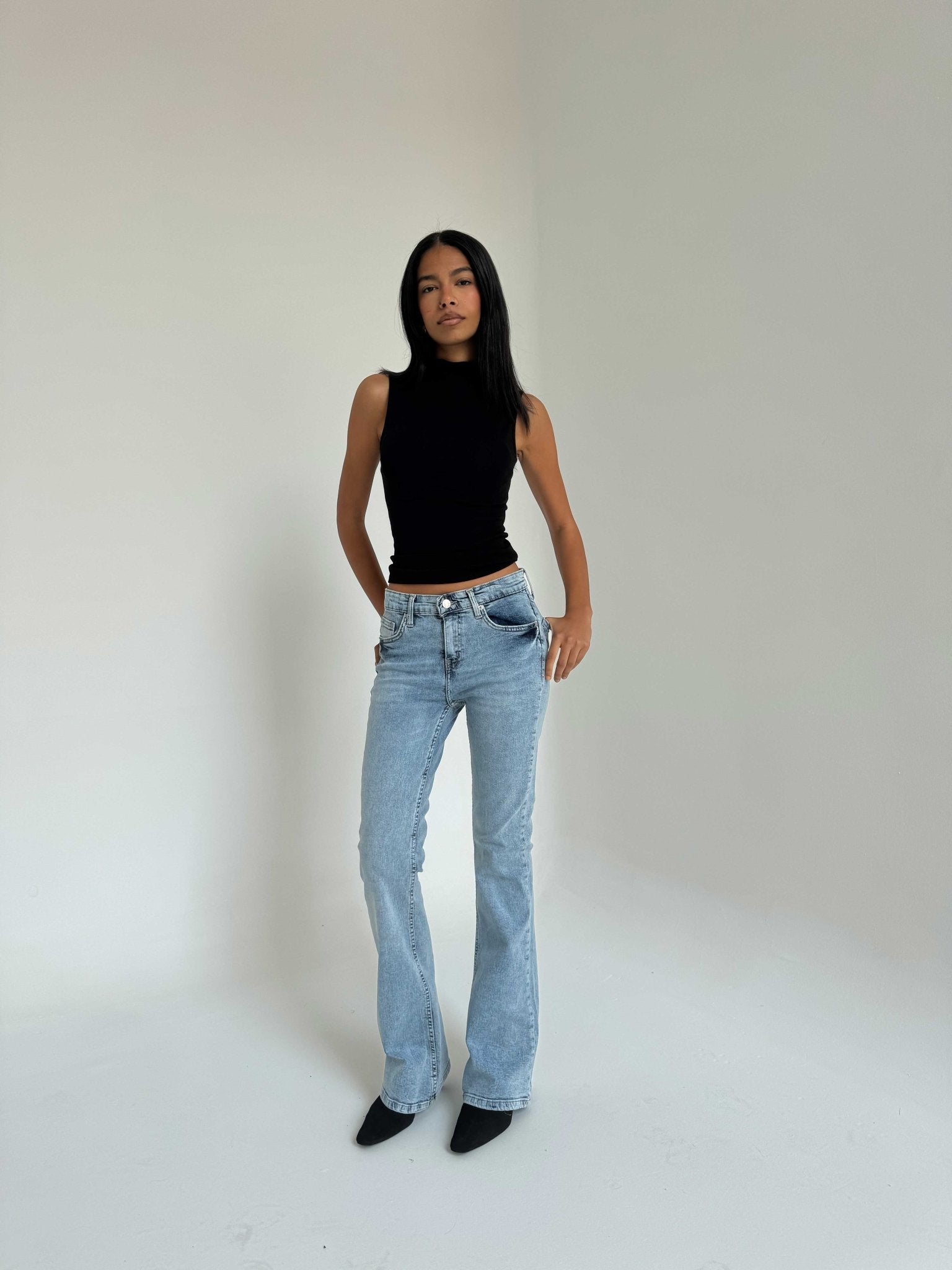 Flare – Low-Waist acid Light Blue Jeans flare CIZARO - Cizaro Jeans