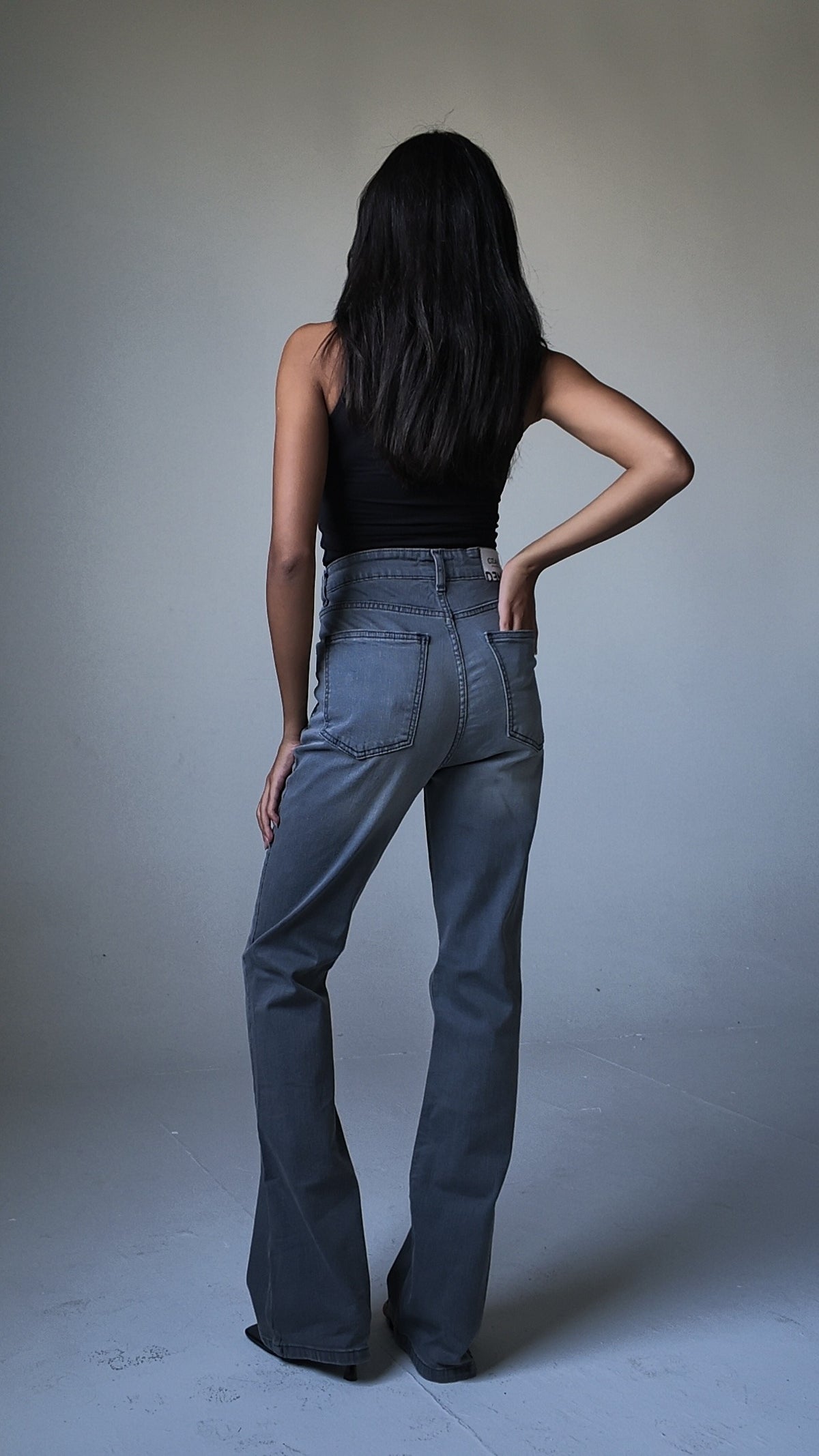 Flare High Waist – Silver Grey Jeans Flare CIZARO - Cizaro Jeans