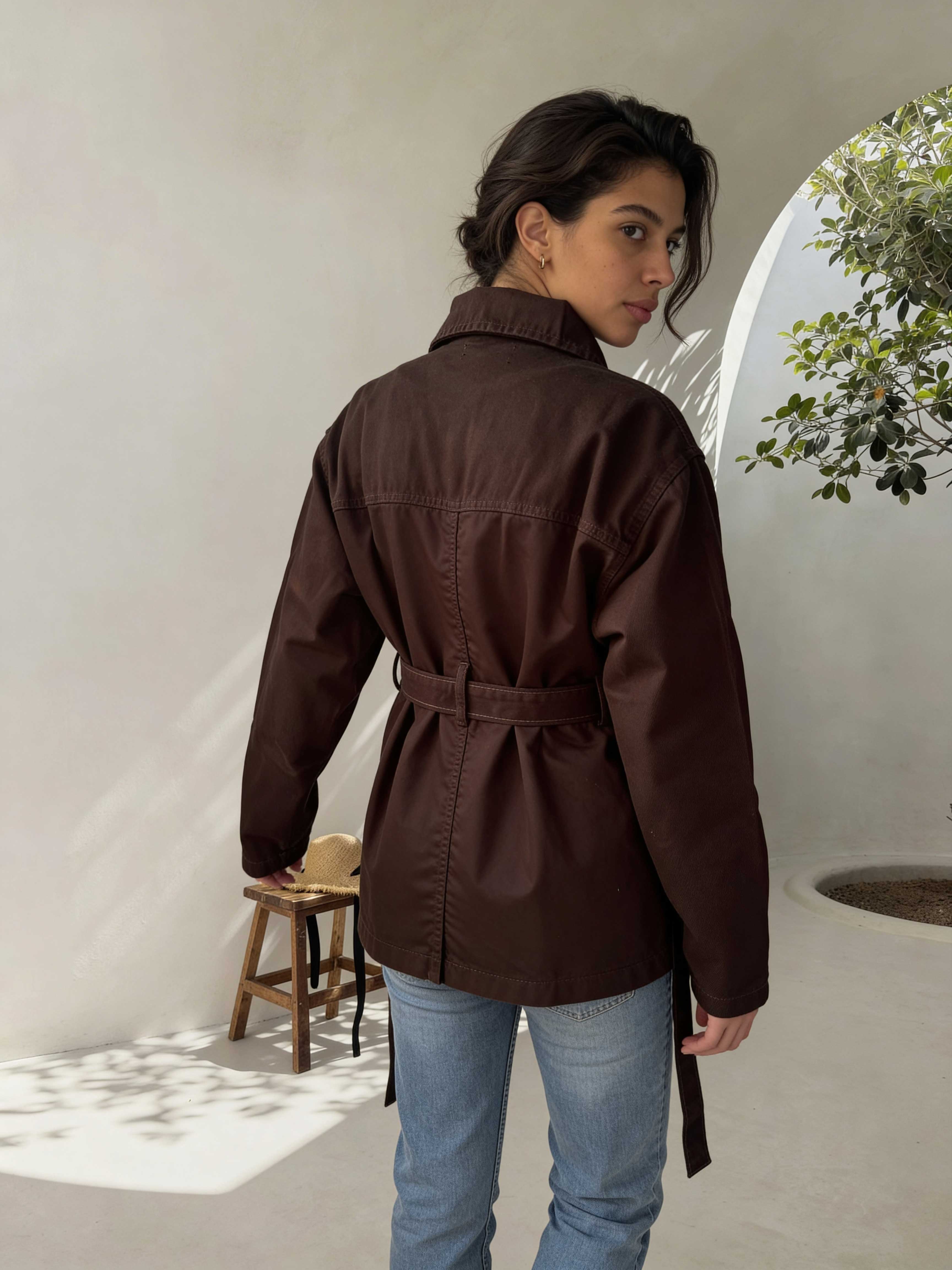 Jacket – Oversized Dark Chocolate Denim Jacket CIZARO - Cizaro Jeans